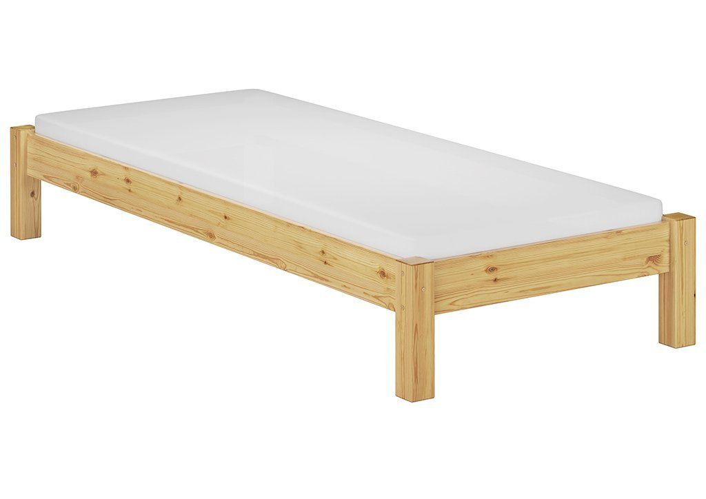 Kopfteil Bett ohne Kieferfarblos Holzbett Matratze, 100x200 ERST-HOLZ Federleisten lackiert mit und