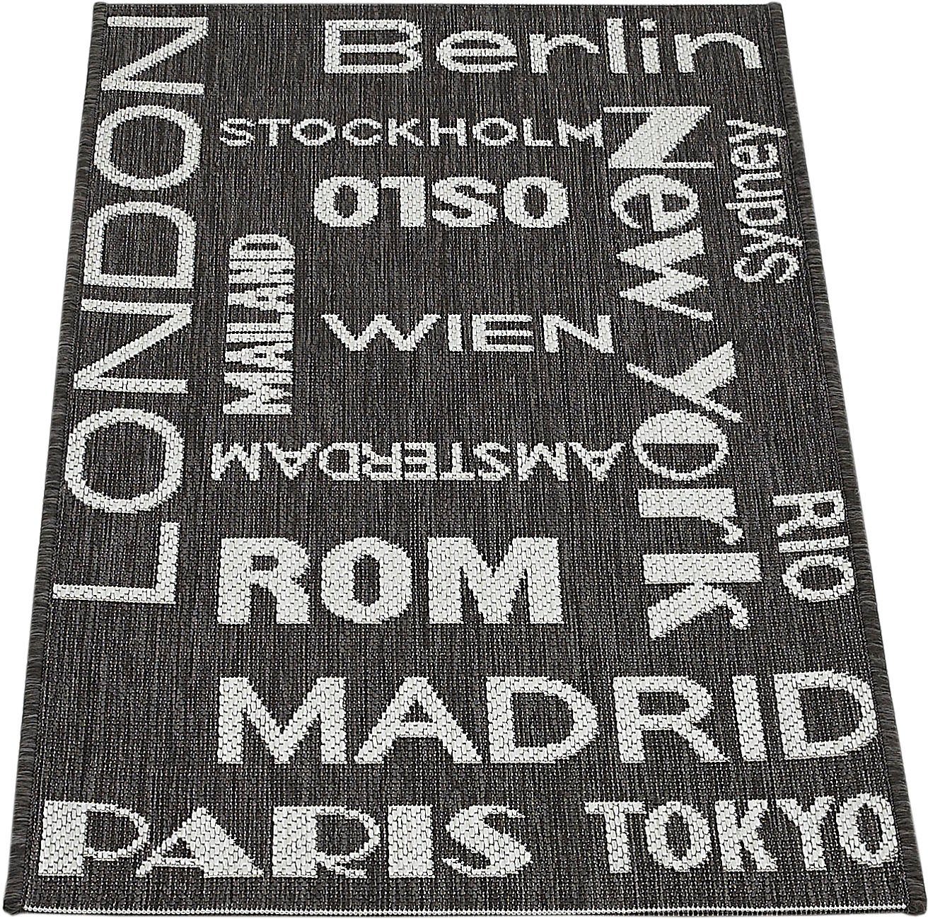 Teppich New Orleans 3, Andiamo, rechteckig, Höhe: 5 mm, mit Schrift, In- und Outdoor geeignet, Wohnzimmer