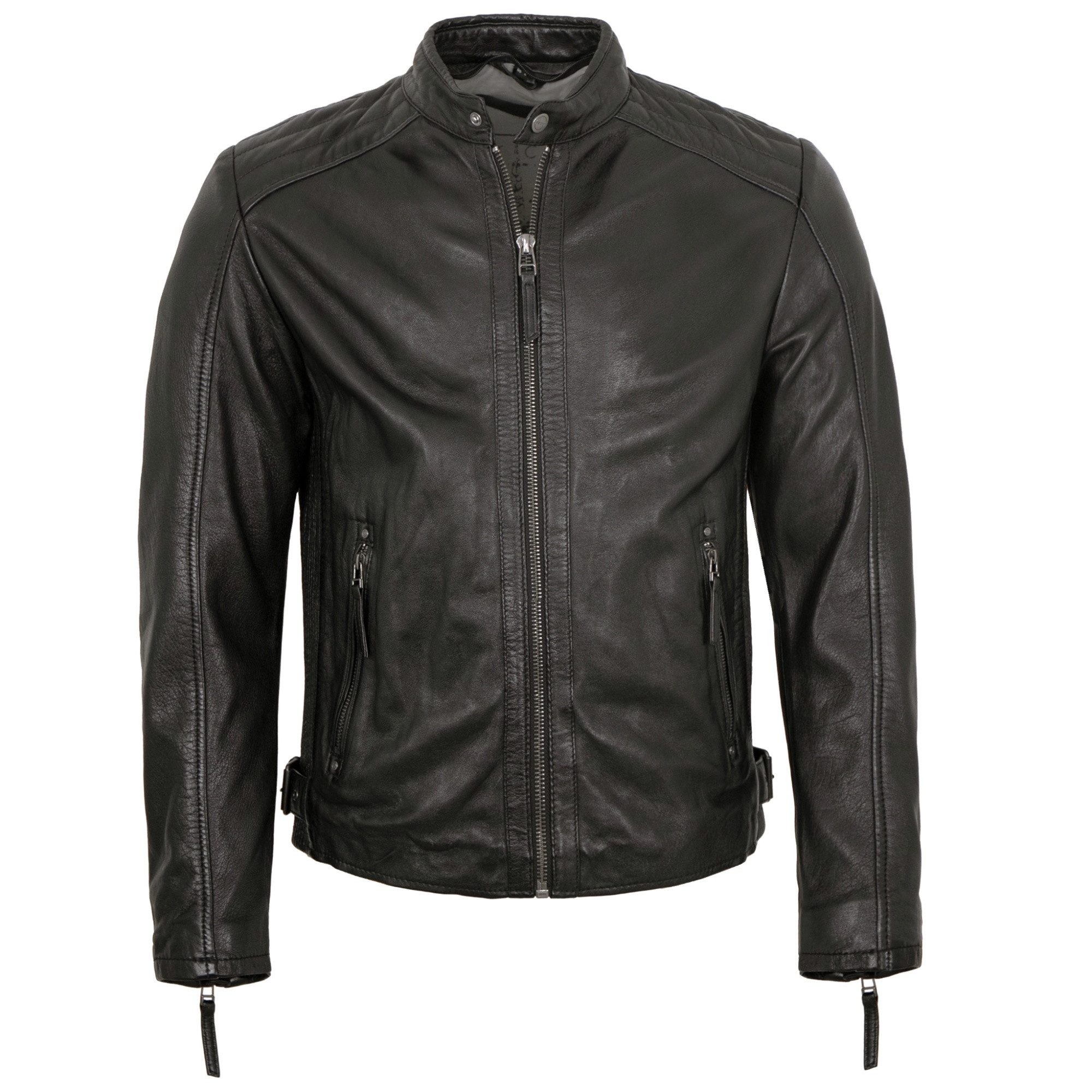 Deercraft Lederjacke DMLian Deercraft - Herren Lederjacke Kapuze Lammnappa schwarz