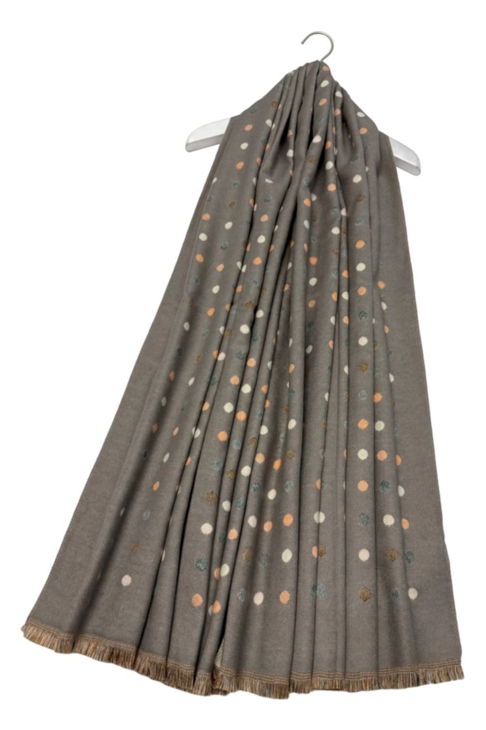 Fashion Scarf World Modeschal Weicher Wollschal mit Wendefunktion und filigranem Punktmuster, Angenehm weich, leicht und wärmend