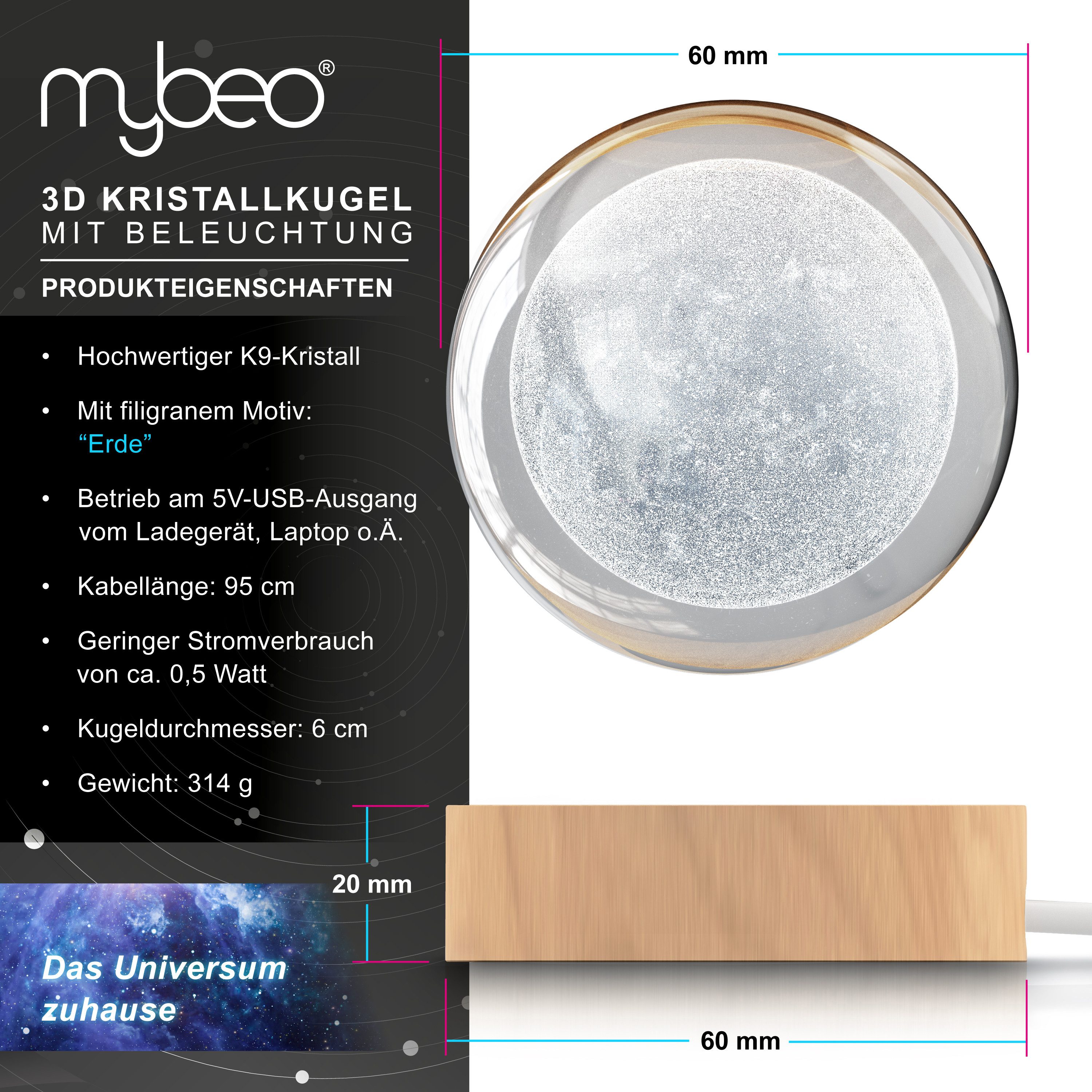MyBeo LED Dekolicht 3D Glaskugel, Leuchtende günstig online kaufen