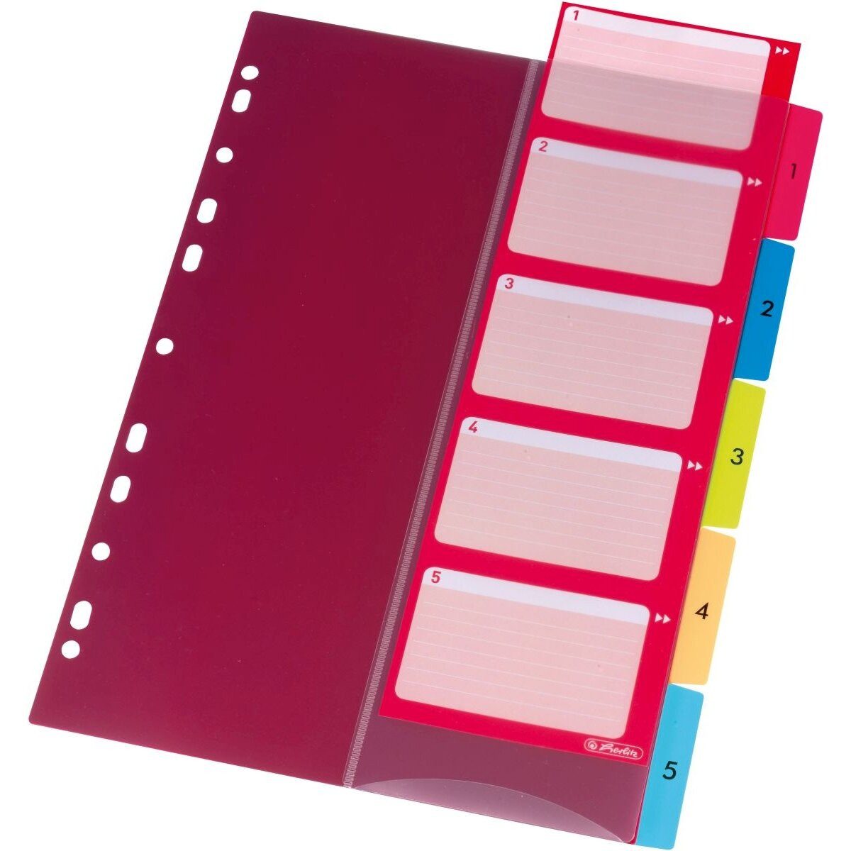 Herlitz Aktenordner Register A4 1-5 Kunststoff PP mehrfarbig mit Indextasche