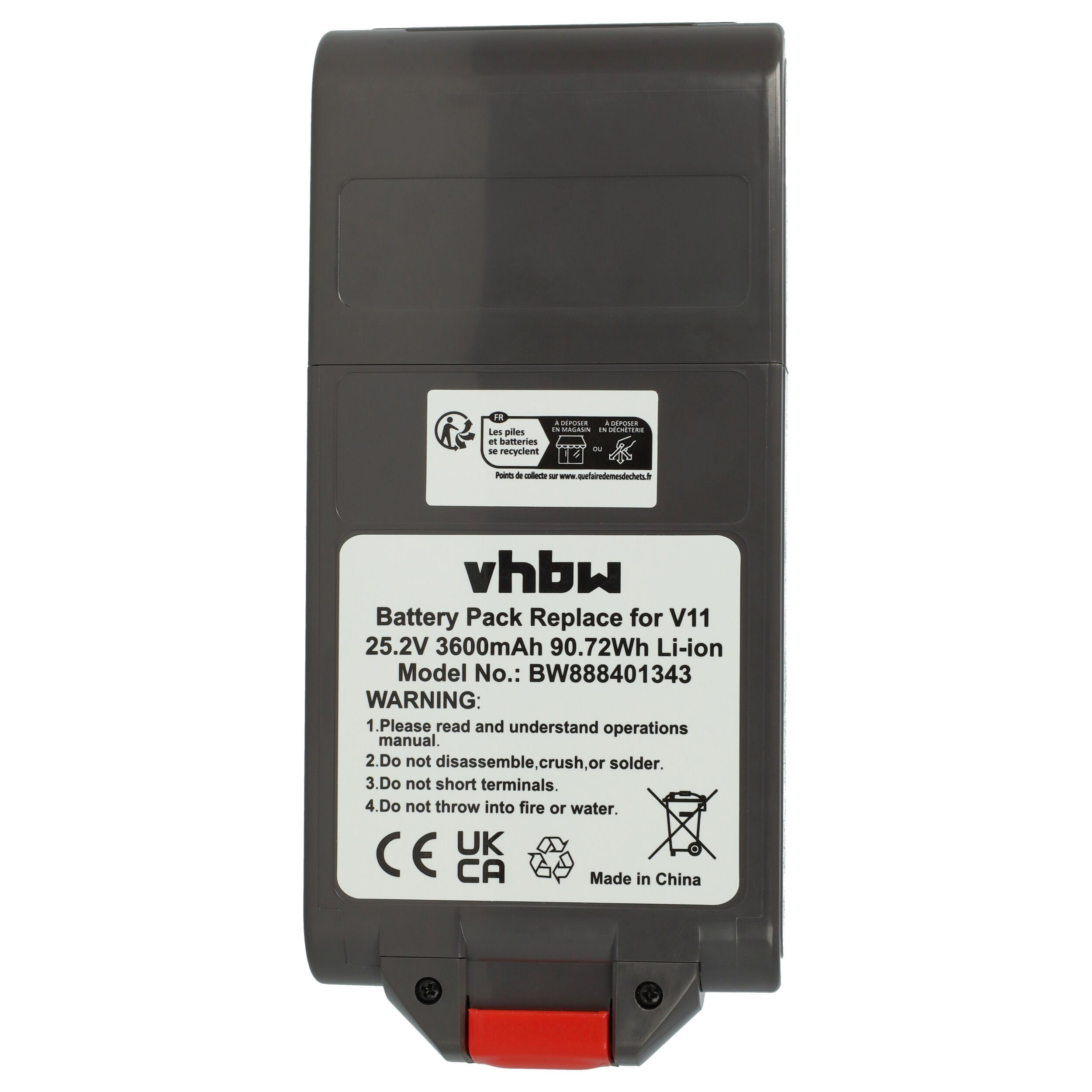 vhbw kompatibel mit Torque Dyson 3600 mAh Extra, Drive V11 (25,2 Size Fluffy Torque Staubsauger-Akku Extra, Li-Ion V)