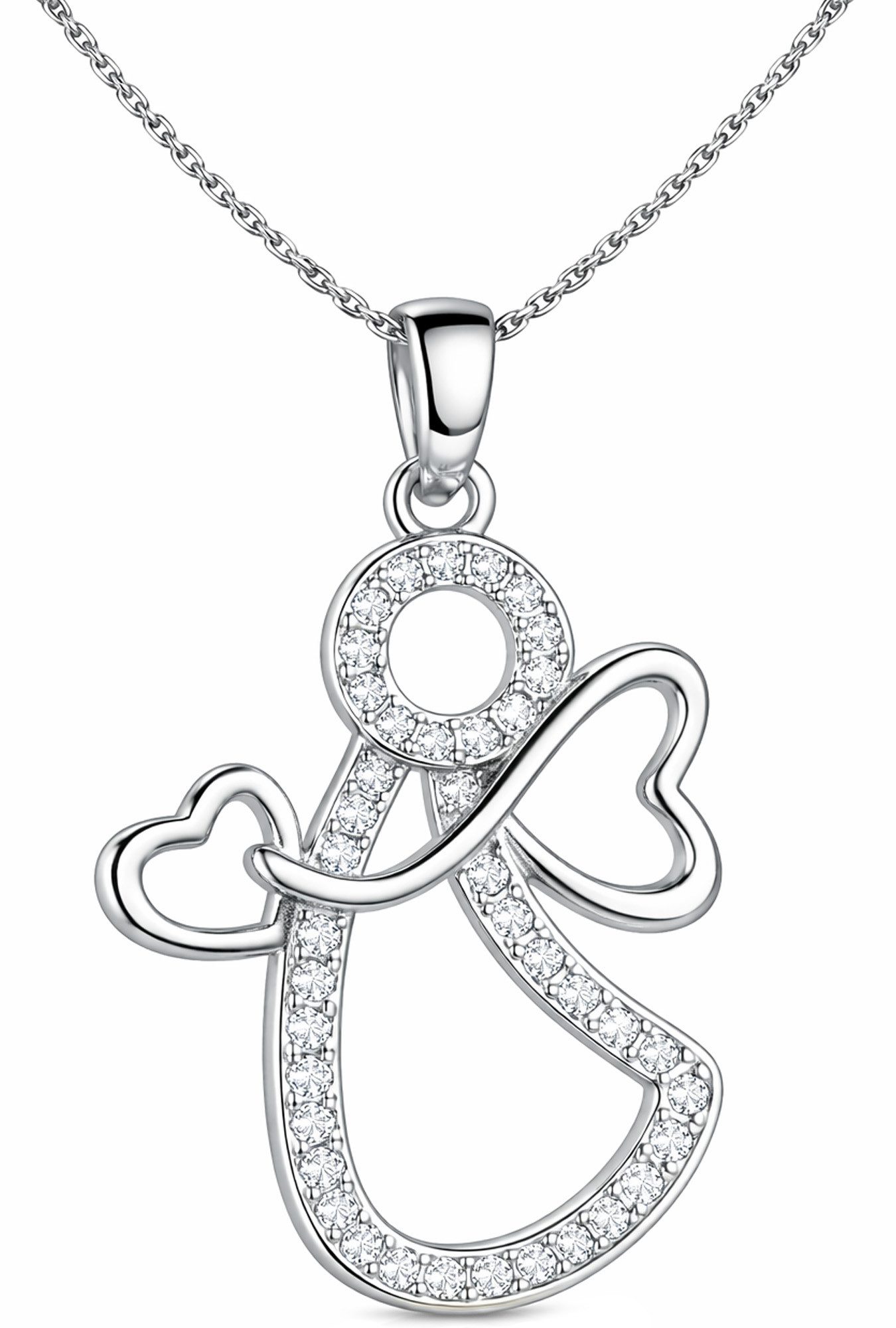 Kette mit Anhänger Damen Mädchen gold 925 Silber Schutzengel Halskette Schmuck