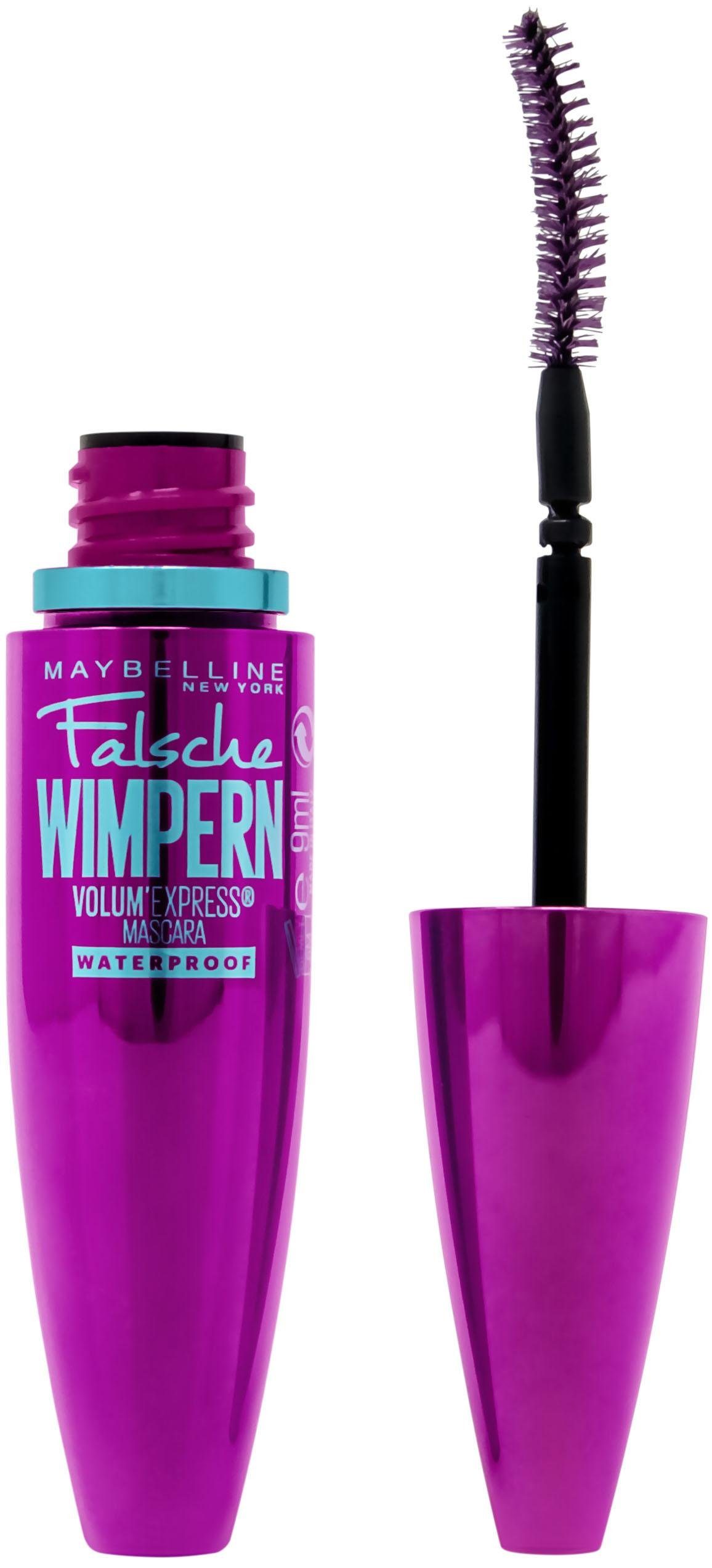 MAYBELLINE NEW YORK Mascara Volum‘ Express Falsche Wimpern Waterproof, mit patentierter Löffelbürste