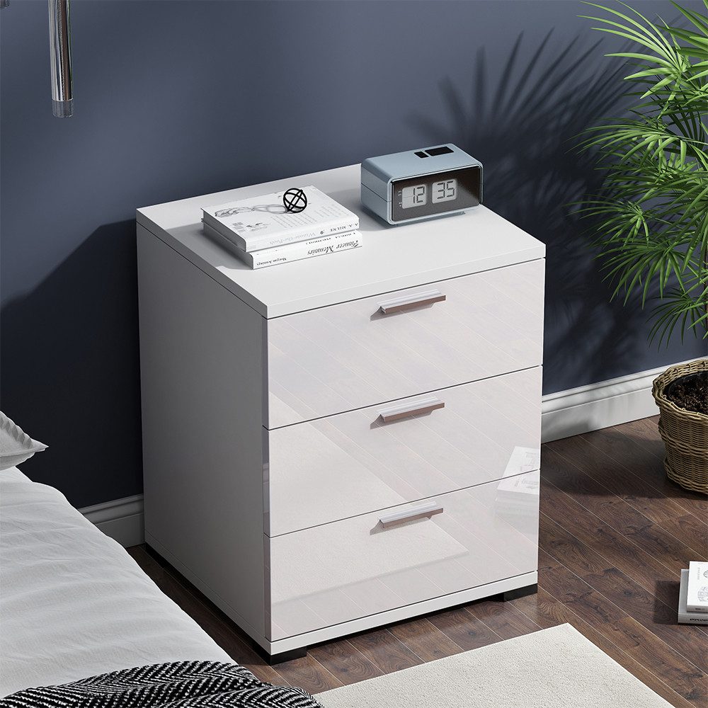 Vicco Nachtschrank Marseille, Weiß/Weiß, 46.2 x 60 cm (1-St)