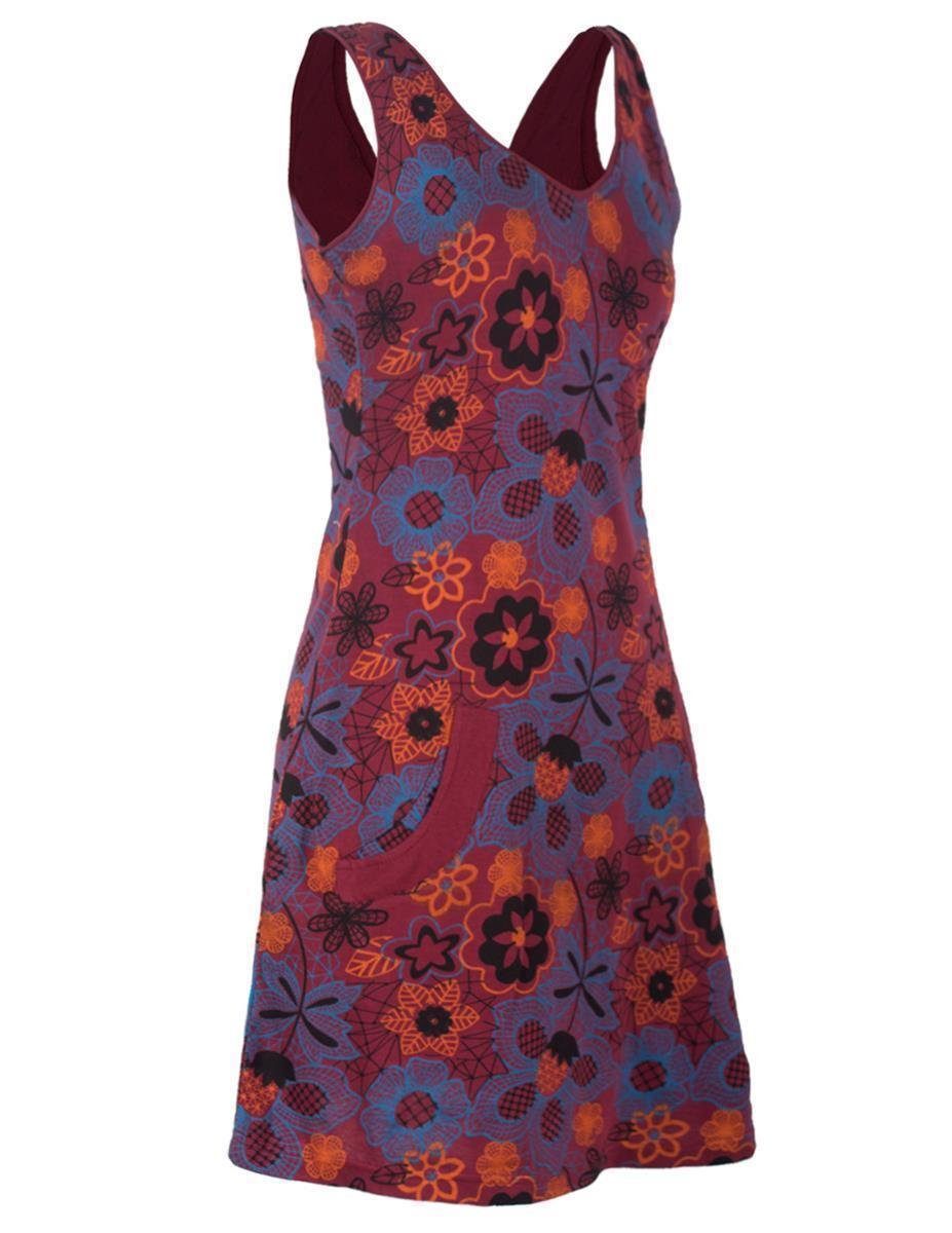 Vishes Sommerkleid Ärmelloses Blumenkleid aus Baumwolle bedruckt Hippie, Goa, Elfen Style