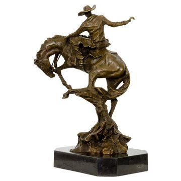 Aubaho Skulptur Bronzeskulptur Figur Rodeo Reiter nach Frederic Remington Cowboy Repli