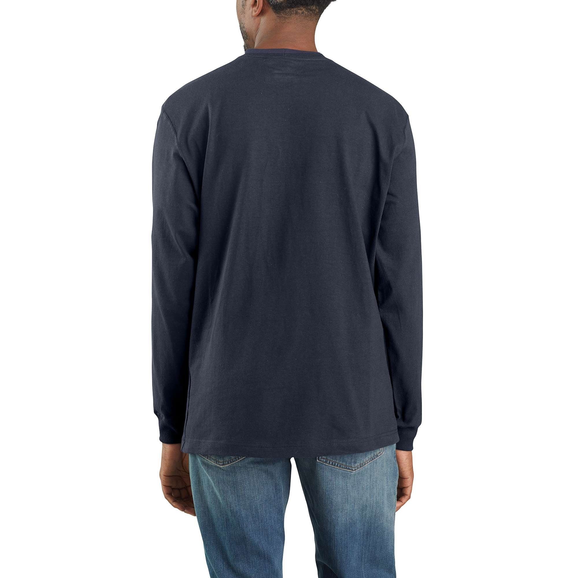 Carhartt Langarmshirt Carhartt Herren navy Long-Sleeve Langarmshirt Heavyweight Fit T-Shirt Pocket Loose Adult