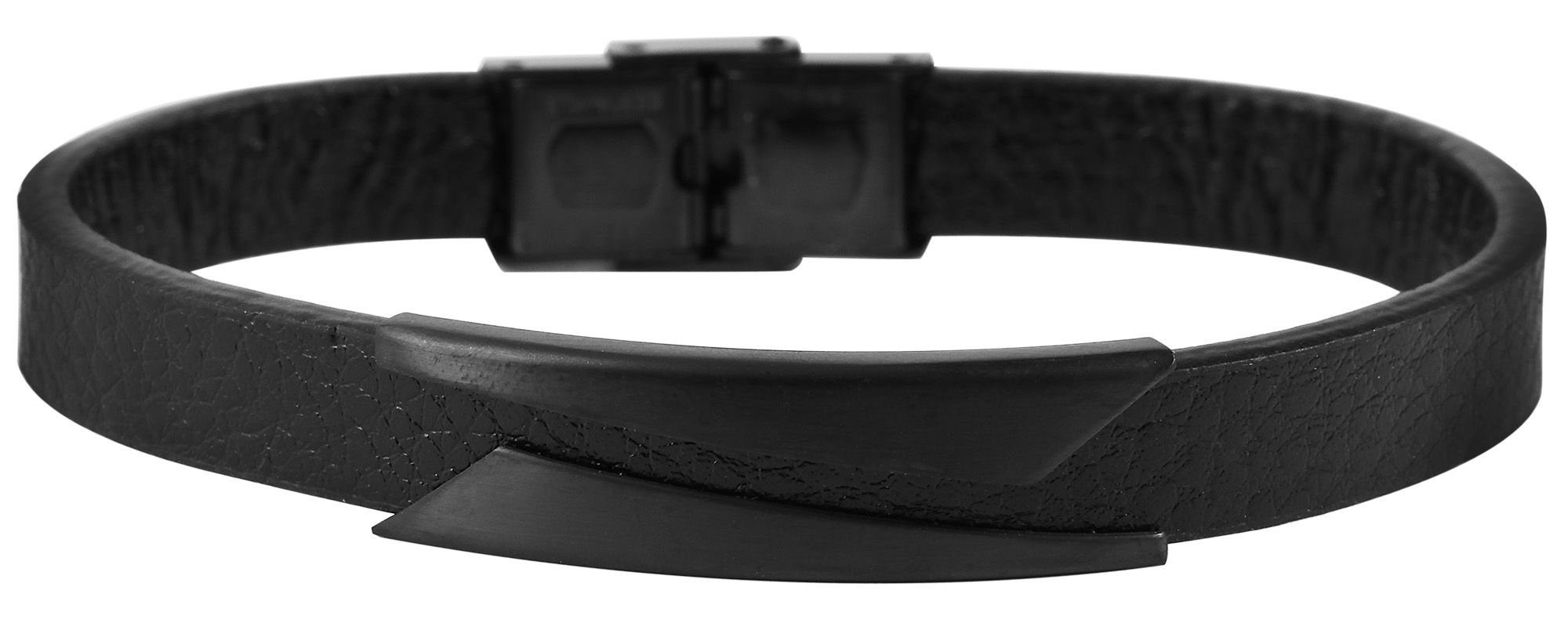 AKZENT Lederarmband Ledi Armband aus Echtleder mit Edelstahlelement (einzeln) Schwarz