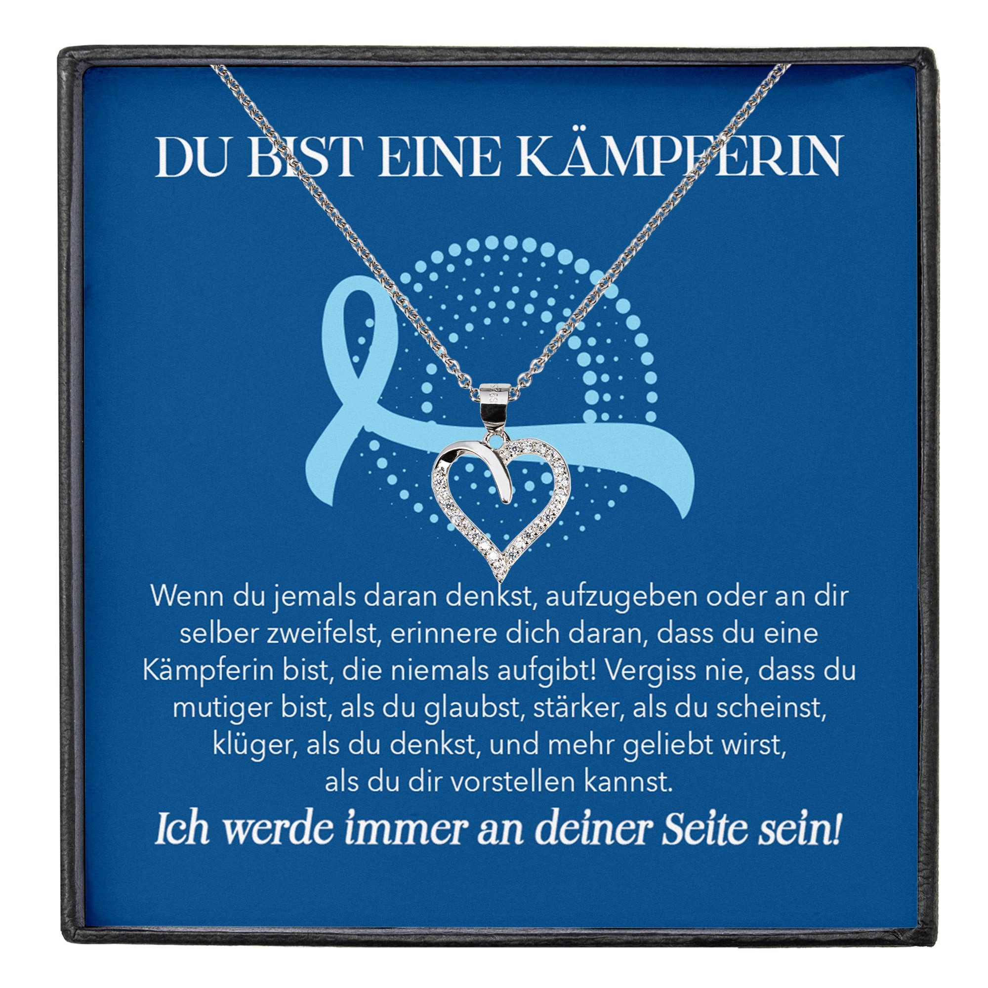 22Feels Schmuckset Prostatakrebs Patientin Geschenk Therapie Herz Halskette (inkl. Geschenktasche, Karte(n), Poliertuch, Beutel), Silber 925/000, Karte Made In Germany