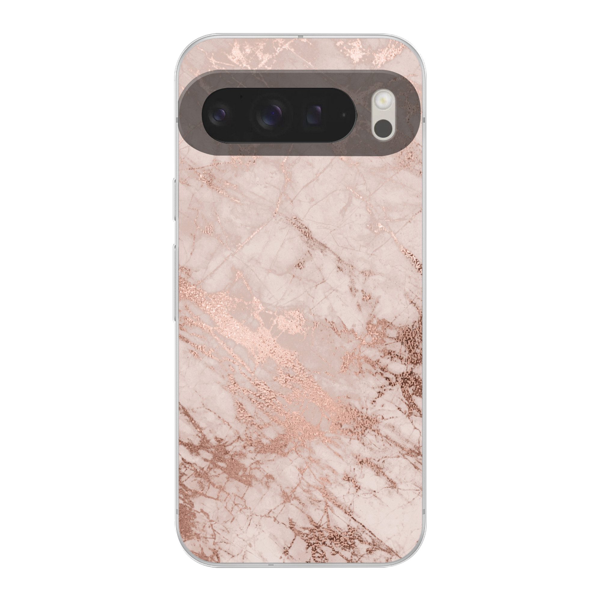 MuchoWow Handyhülle für Google Pixel 9 Pro XL Marmor - Rosa - Luxus - Marmoroptik - Glitze, Handy Case, Silikon, Bumper Case Dünn