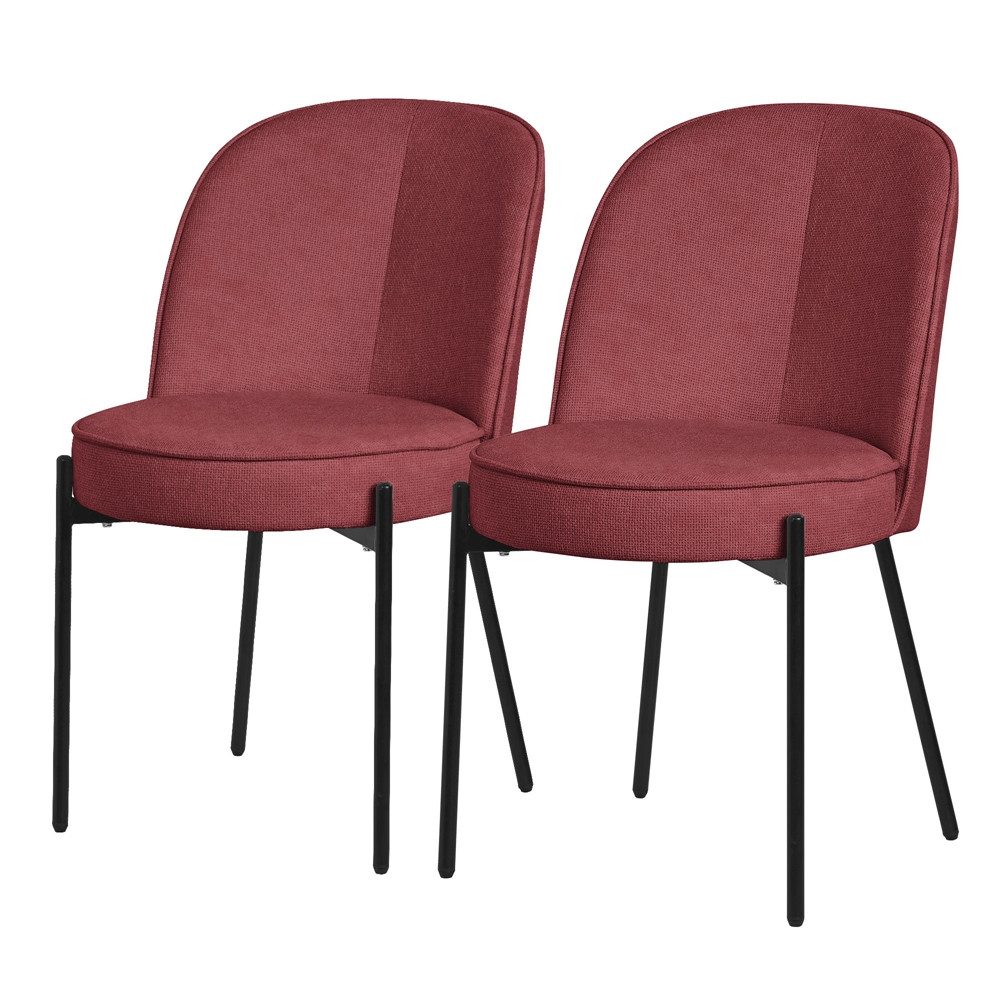 ML-DESIGN Polsterstuhl Esszimmerstühle mit Rückenlehne moderne Design Lounge Küchenstühle (2 St), Esstischstühle 2er Set Rot Küchenstuhl Stahl Polyester bis 120 kg