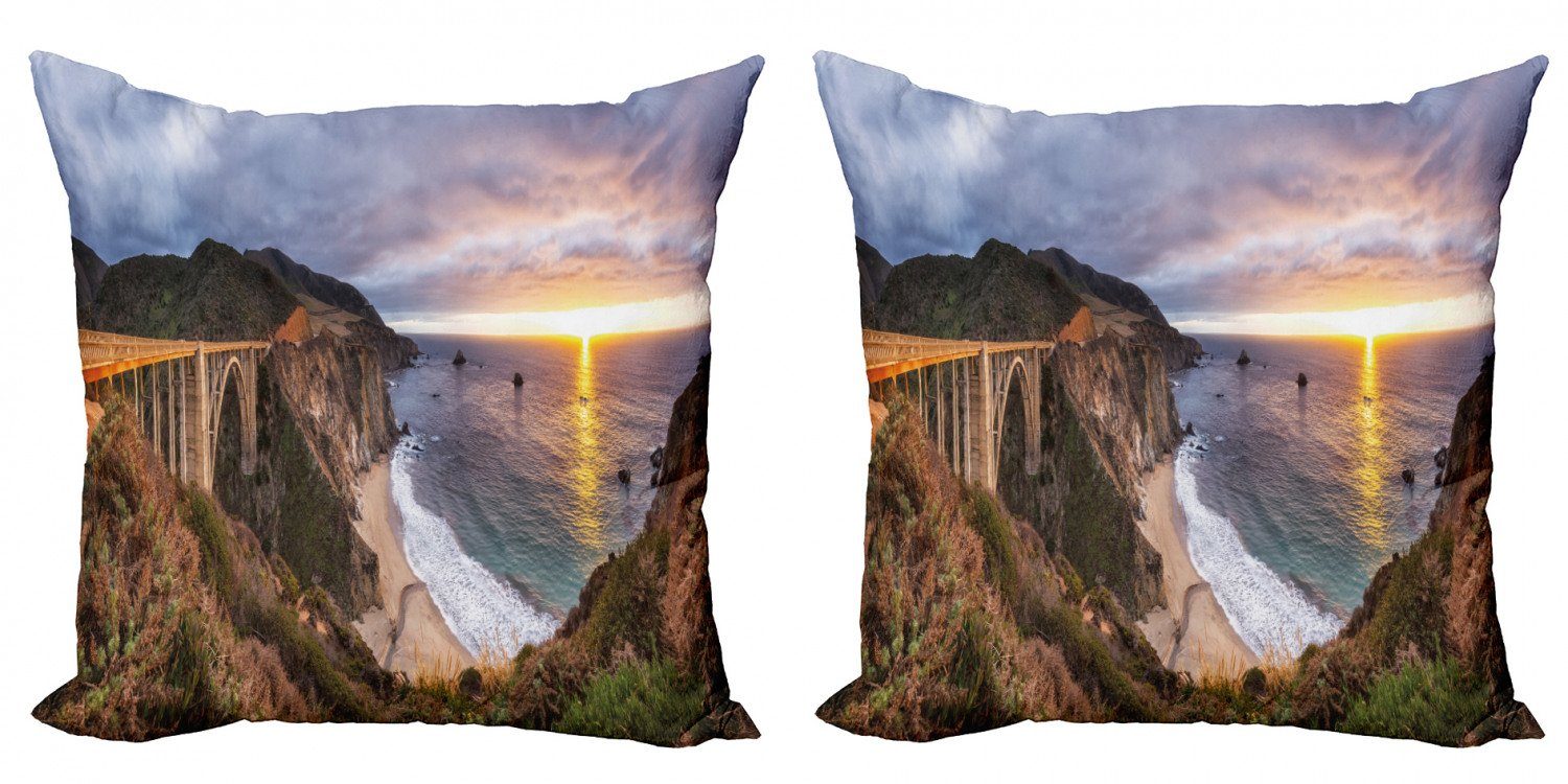 Kissenbezüge Modern Accent Doppelseitiger Digitaldruck, Abakuhaus (2 Stück), Big Sur Panorama-Blick auf den Sonnenuntergang Foto