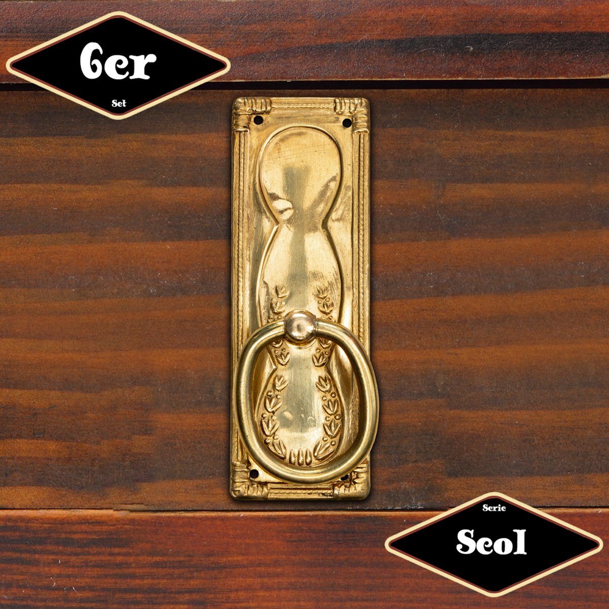 Möbelbeschlag Schubladengriff,Serie "Seol",6er Pack, Eisen in Messing gl.