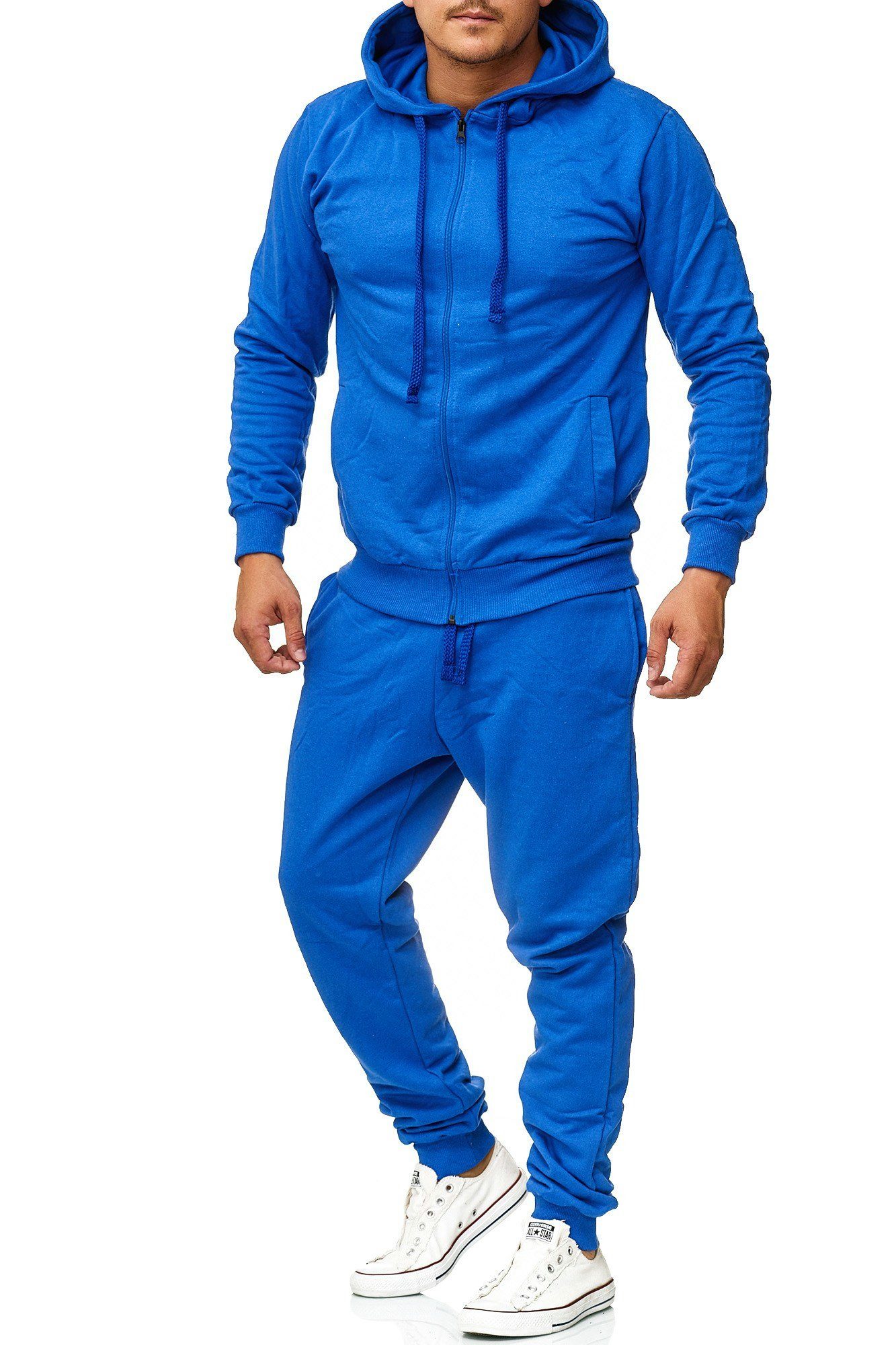 L.gonline Freizeitanzug Herren Jogginganzug, Freizeitanzug, Hausanzug 586 (Kapuzenjacke mit Reißverschluss, Hose, 2-tlg), Fitness Freizeit Casual