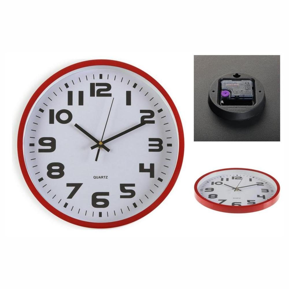 Bigbuy Uhr »Wanduhr Kunststoff 4,2 x 30,5 x 30,5 cm Rot Küchenuhr«