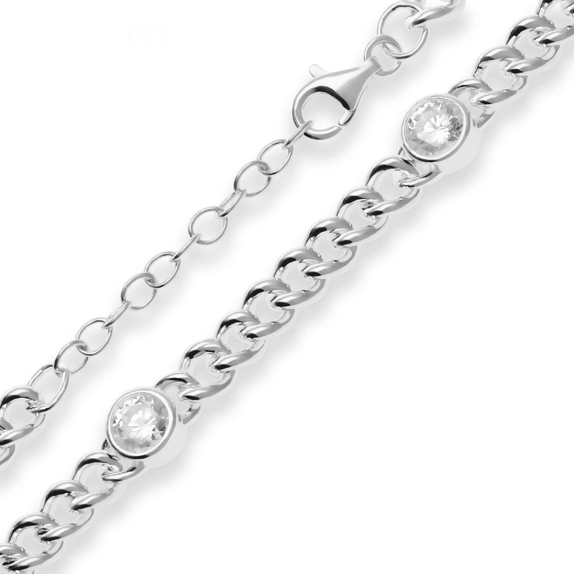 Panzerarmband 5mm Armband Panzerkette rund aus 925 Silber 17cm