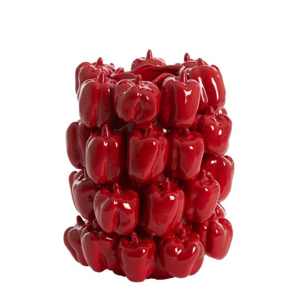 Dirk Davids Leuchten GmbH Dekovase Deko-Vase Keramikvase Paprika-Struktur Rot 23,5x23x32,5 cm