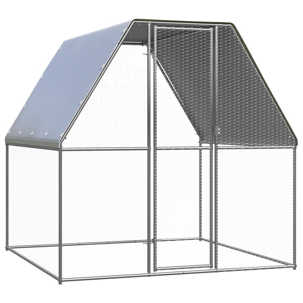 vidaXL Voliere 2 x 2 x 2 m Hühnerkäfig Silbern und Grau 2x2x2 m Verzinkter Stahl