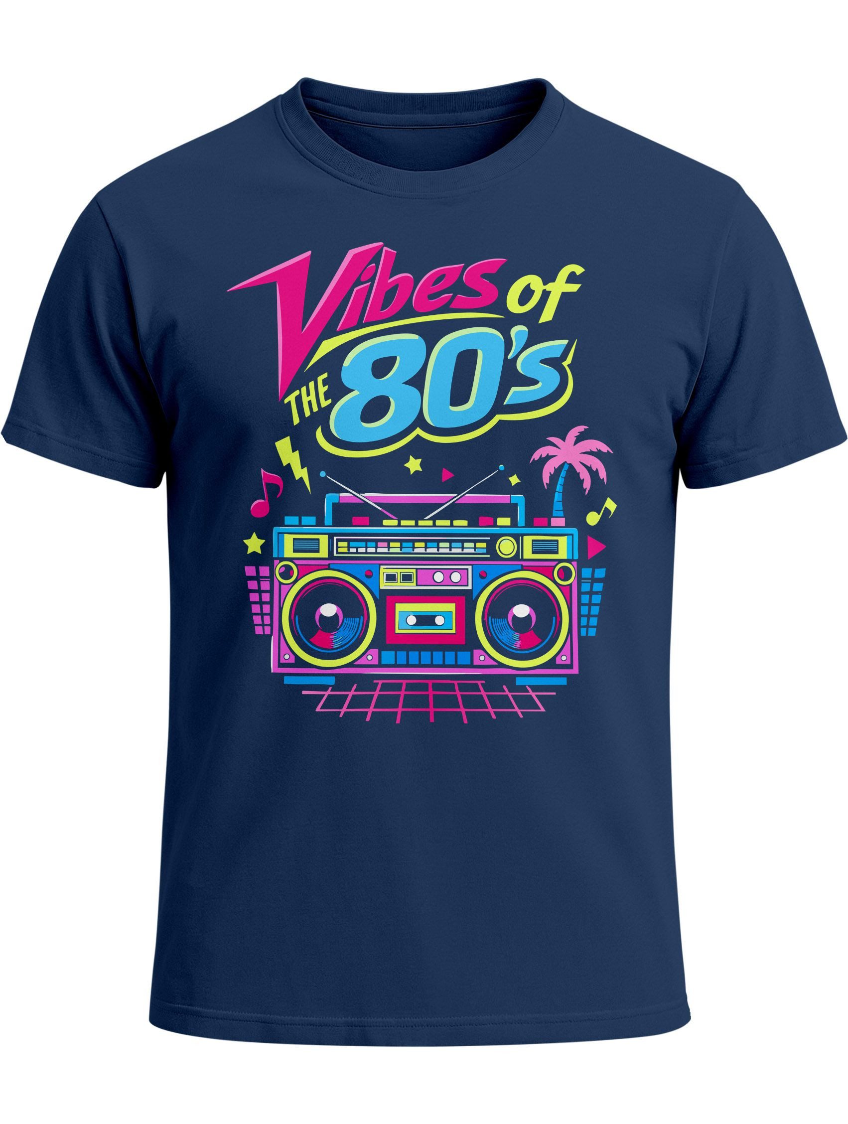 Print-Shirt Herren T-Shirt Fasching Karneval - Vibes of 80s - Kostüm-Ersatz