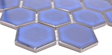 Mosani Mosaikfliesen Keramikmosaik Mosaikfliesen kobaltblau glänzend / 10 Mosaikmatten