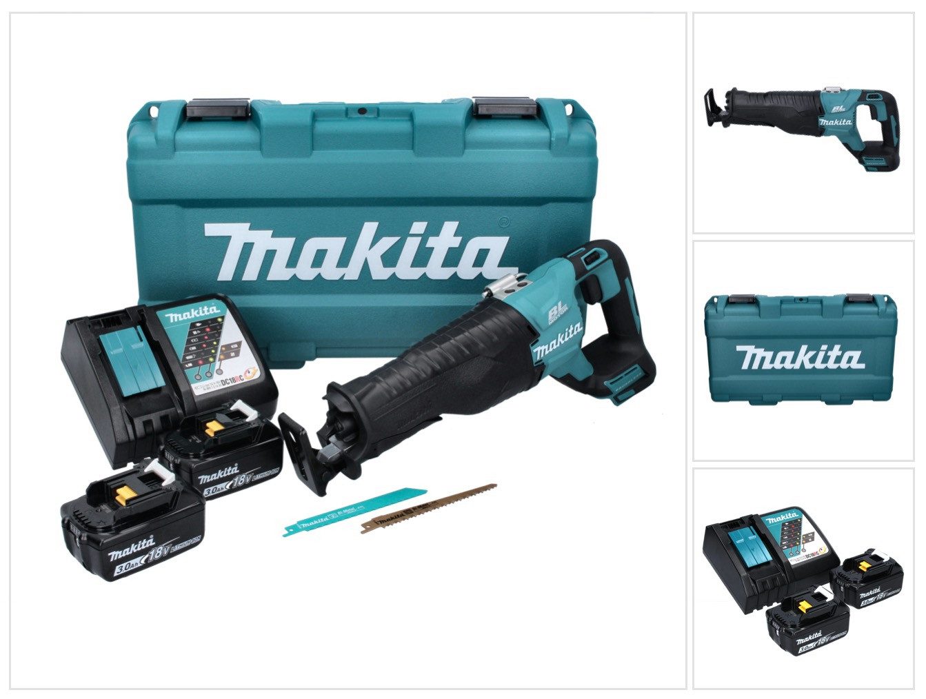 Makita Akku-Reciprosäge DJR 187 RFK 18 V Brushless + 2x Akku 3,0 Ah + Ladegerät + Koffer