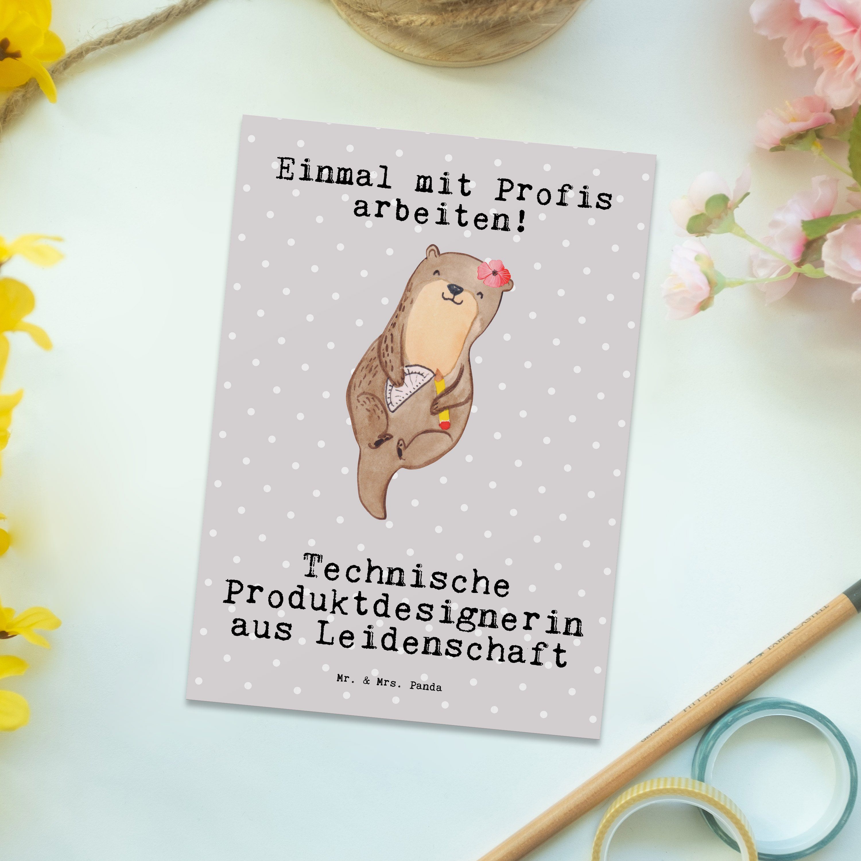 Mr. & Pastell Leidenschaft Postkarte - aus Grau - Panda Produktdesignerin Mrs. Technische Gesche