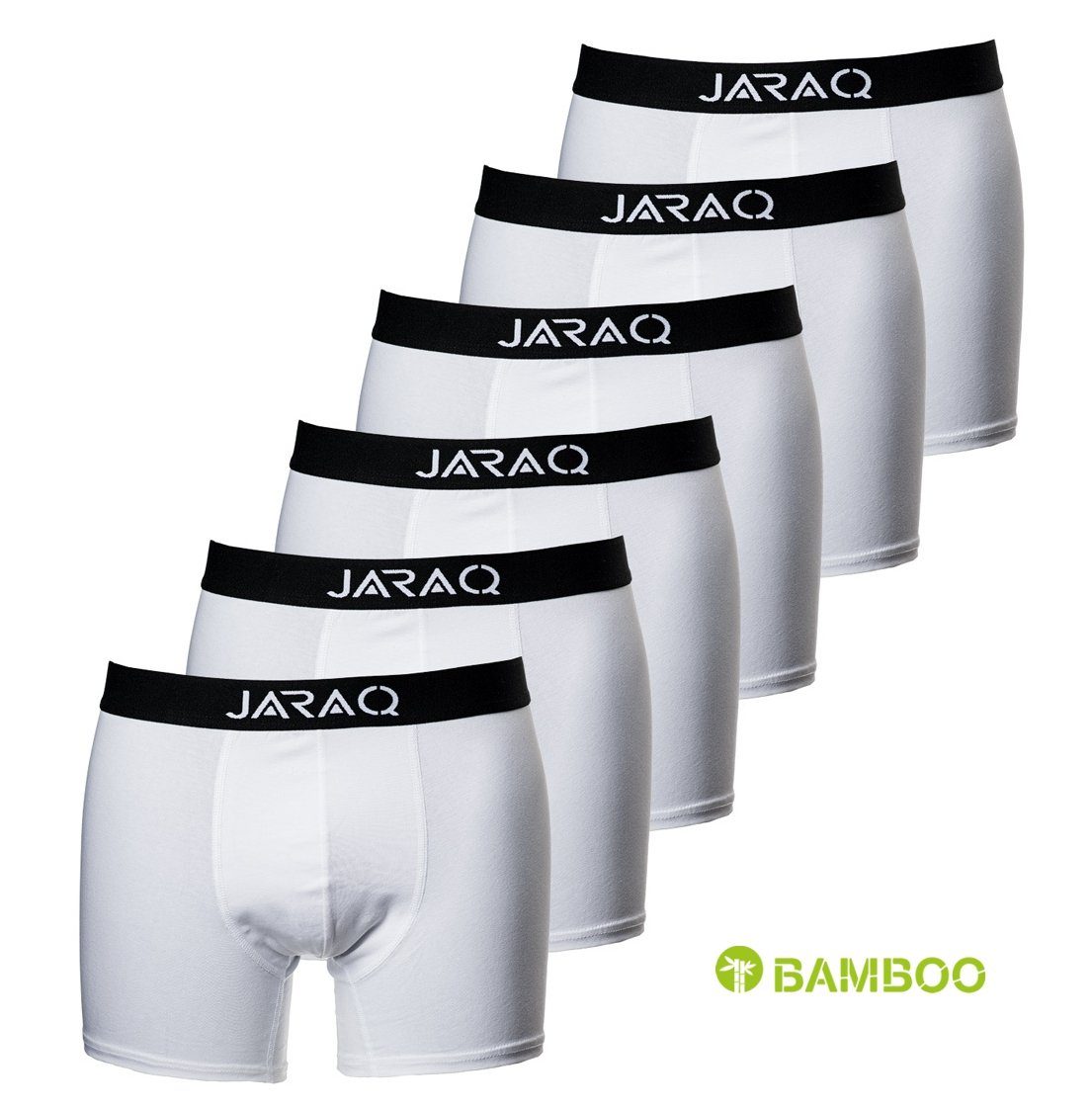 JARAQ Boxer JARAQ Bambus Boxershorts Herren 6er Pack Perfekte Passform  Unterhosen für Männer S - 4XL Weiß