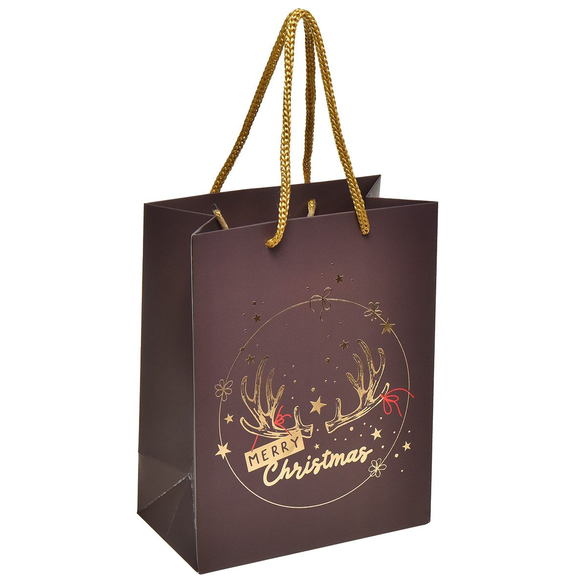 Florists Products Tragetasche Weihnachtliche Geschenktüte mit Geweih und festlichem Design, 2 Stück