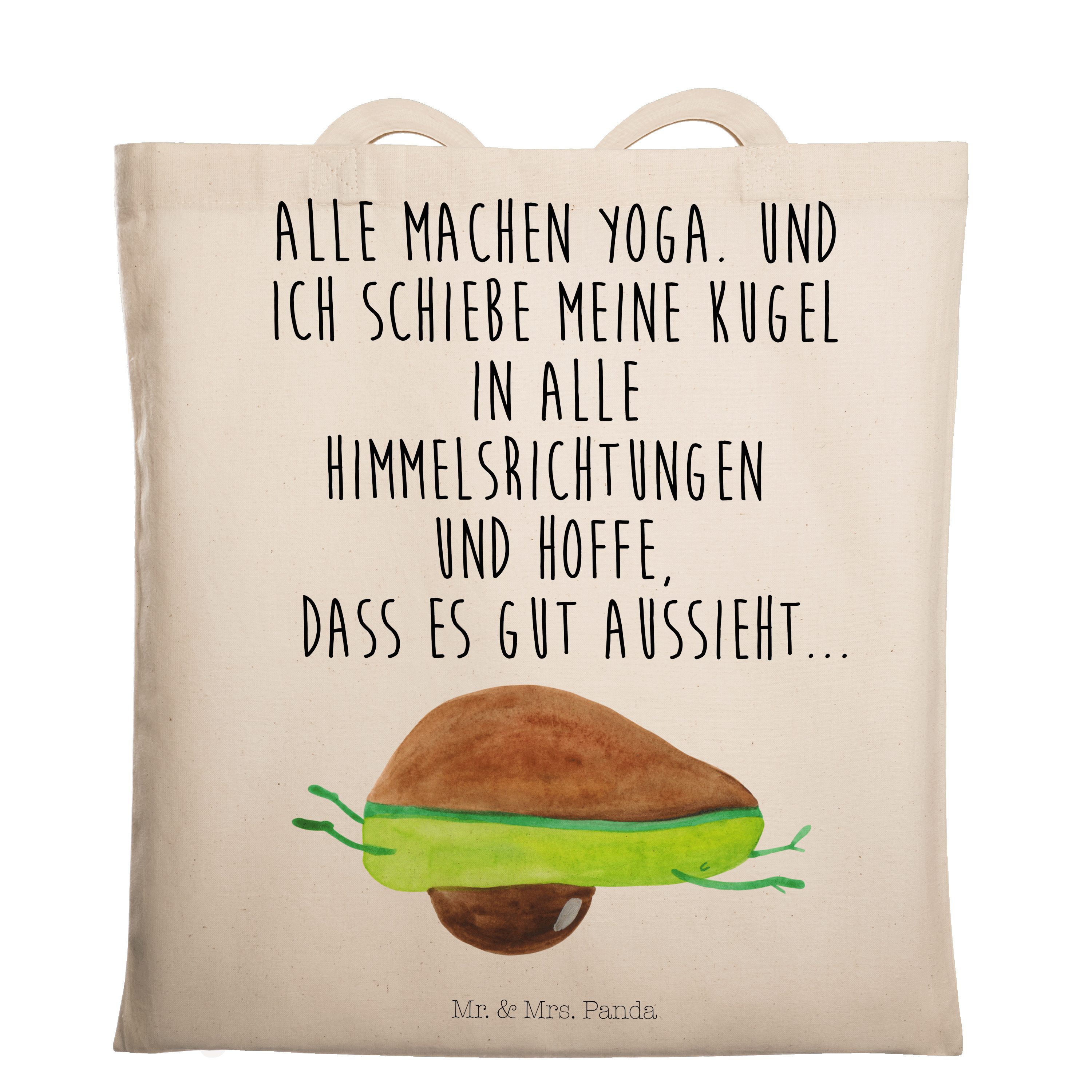 Mr. & Mrs. Panda Tragetasche Avocado Yoga - Transparent - Geschenk, Stoffbeutel, Jutebeutel, Vegan (1-tlg)