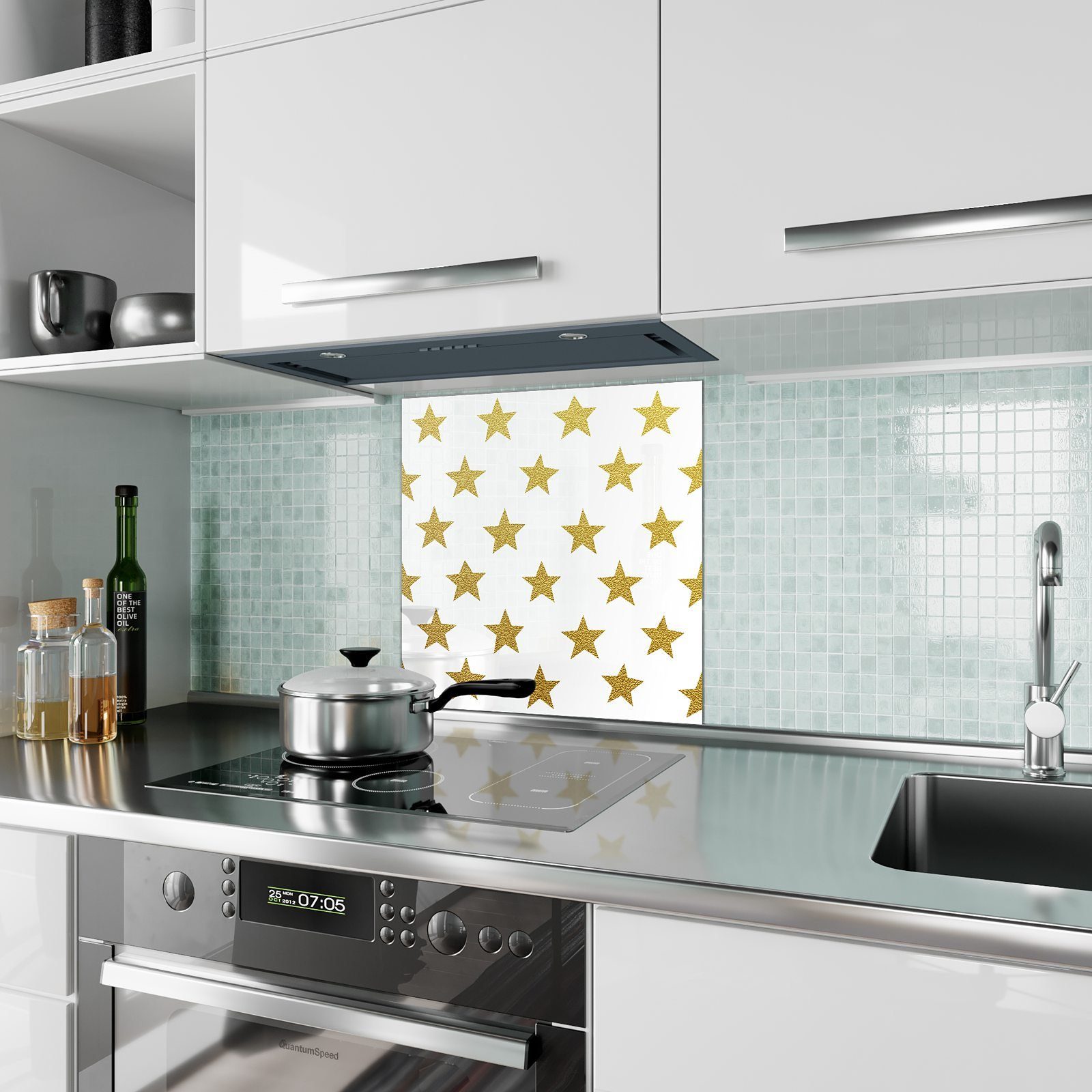 Sterne Motiv Küchenrückwand Primedeco Spritzschutz Hintergrund mit Glas Küchenrückwand