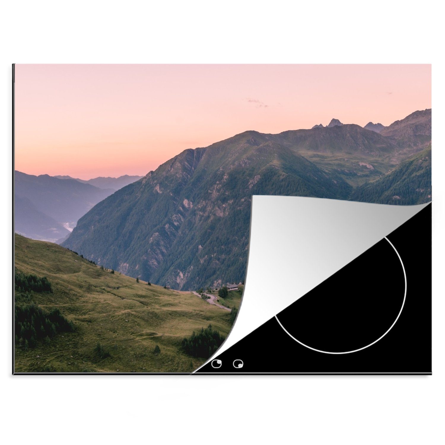 MuchoWow Herdblende-/Abdeckplatte Österreich - Berge - Landschaft, Vinyl, (1 tlg), 70x52 cm, Mobile Arbeitsfläche nutzbar, Ceranfeldabdeckung