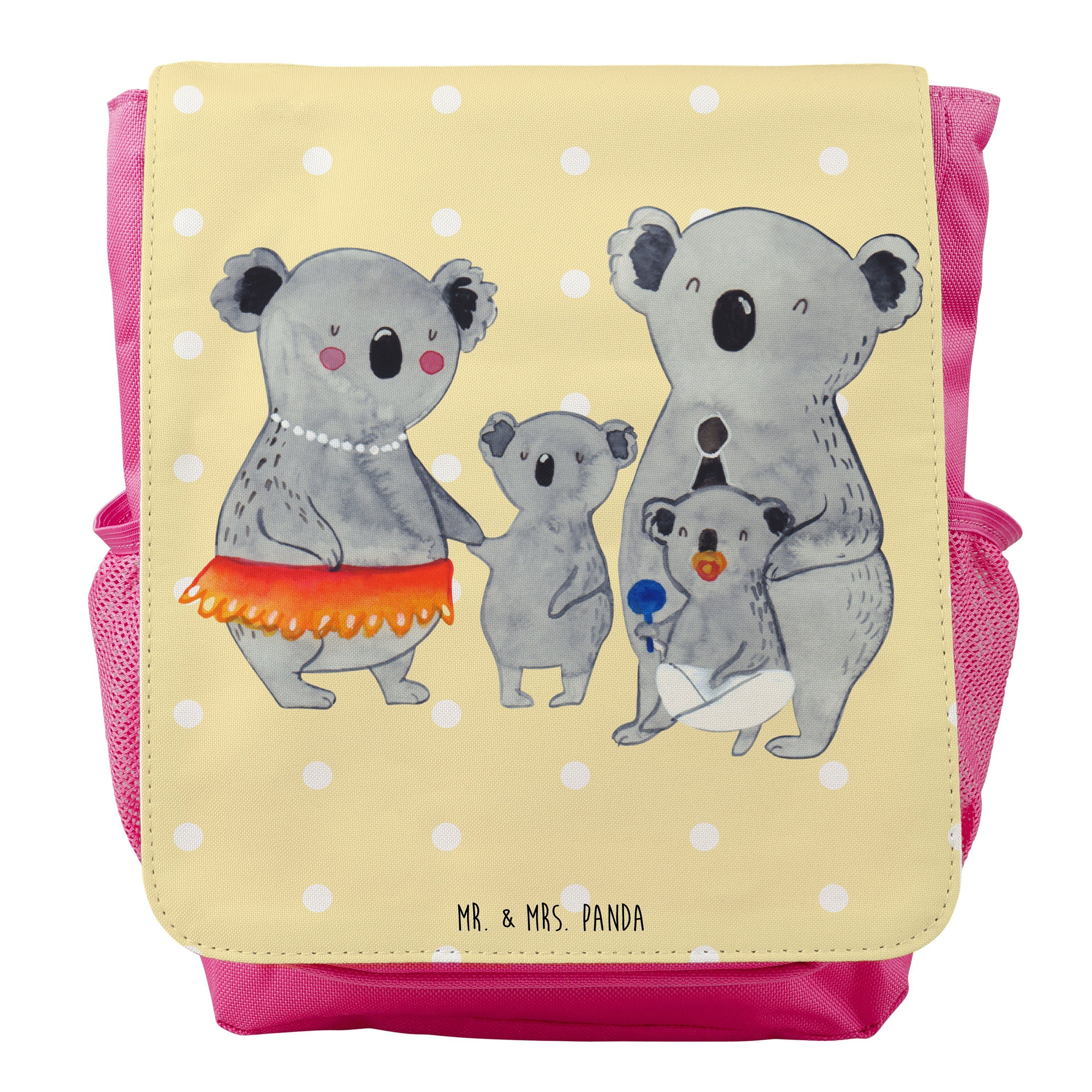Mr. & Mrs. Panda Kinderrucksack Mädchen Koala Familie - Gelb Pastell - Geschenk, Kinder Rucksack, Mam