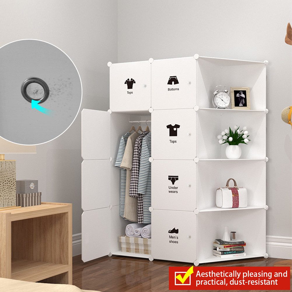GarveeMore Kleiderschrank Mit Platz zum Aufhängen,DIY Kombischrank,modularer Kombischrank Modulare Kleiderschrank-Kombination mit Mehrfachfächern – Bild 5 von 5