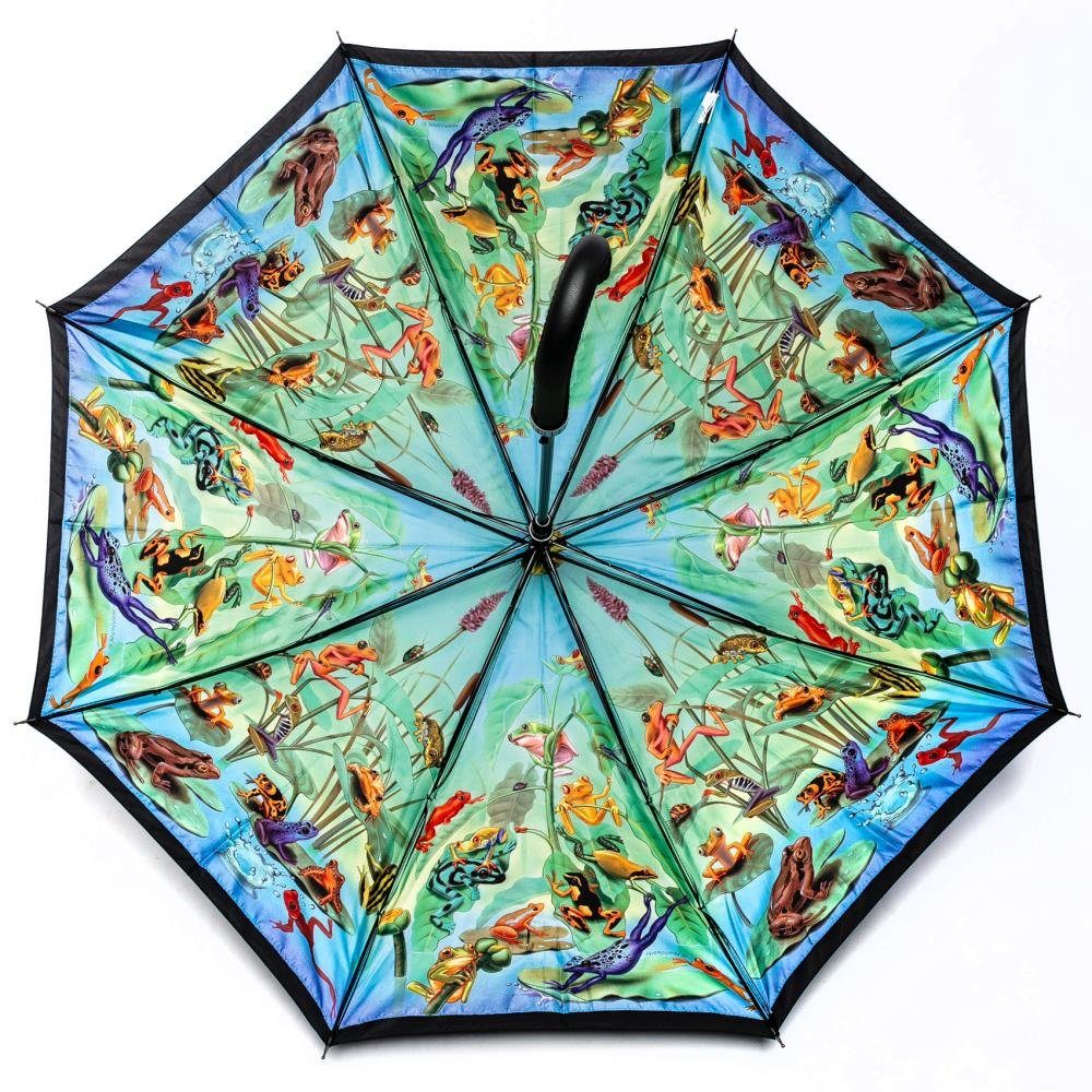 Luckyweather not just any other day Stockregenschirm Regenschirm FROG FAMILY Automatik Double Layer