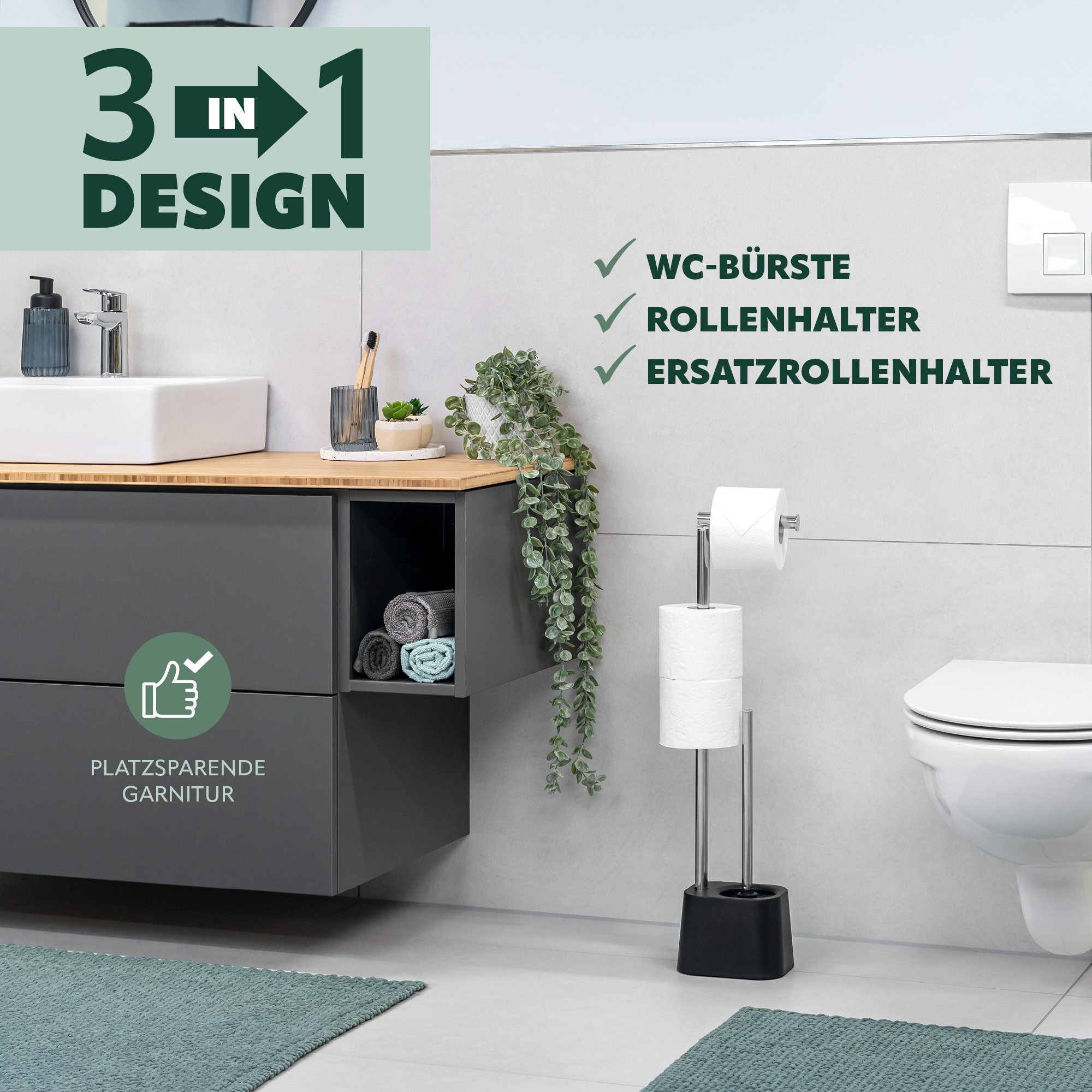 bremermann Toilettenpapierhalter WC-Garnitur 3in1 inkl. Rollenhalter, günstig online kaufen