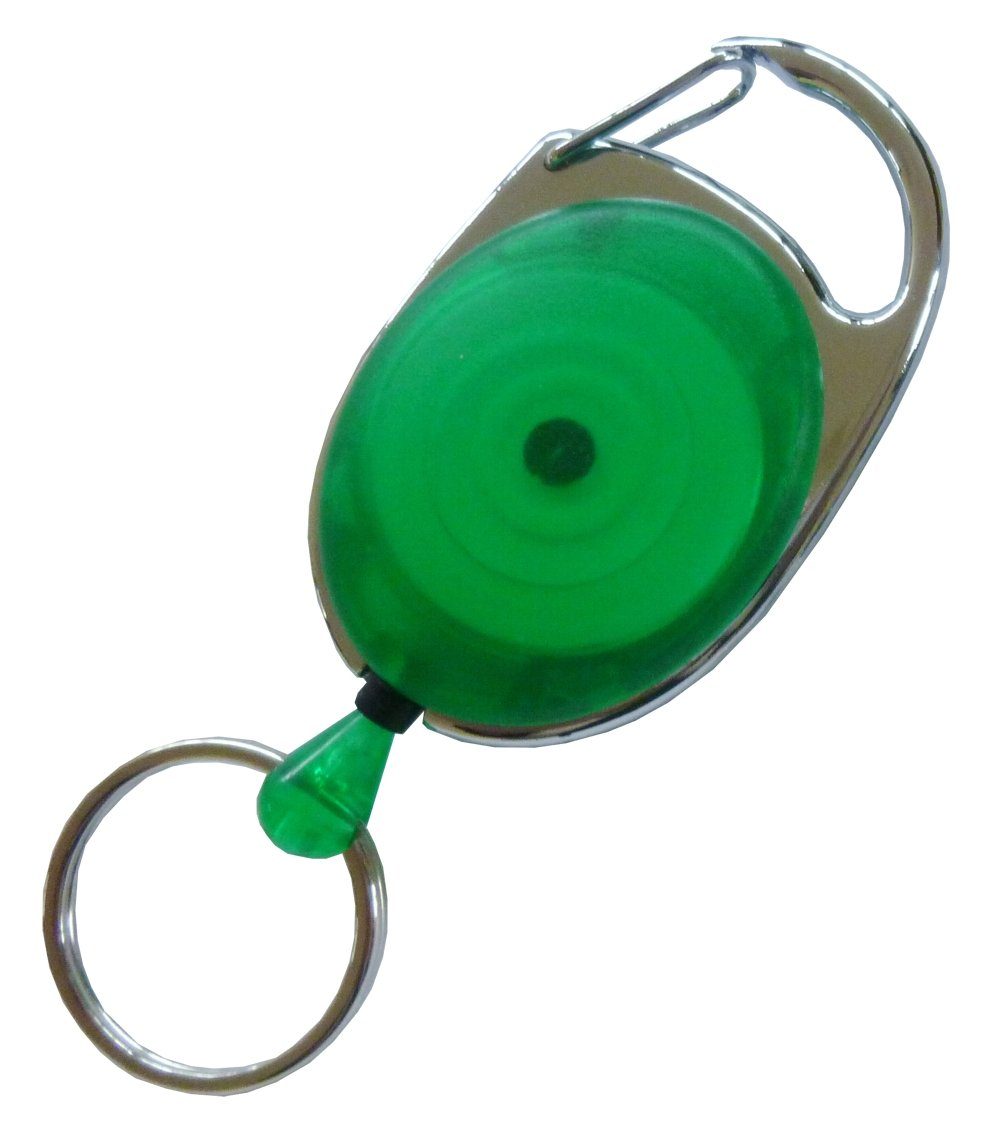 Kranholdt Schlüsselanhänger Jojo / Ausweishalter / Ausweisclip ovale Form (100-tlg), Metallumrandung, Schlüsselring Transparent Grün