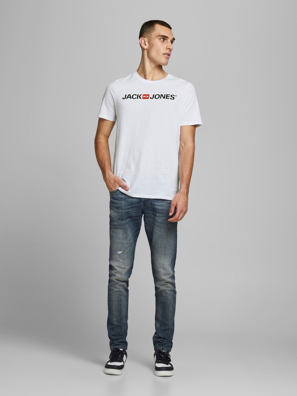 Jack & Jones T-Shirt JJECORP LOGO Print Kurzarm 2-er Stück Pack für (2-tlg) NOOS - JJECORP LOGO TEE SS CREW NECK NOOS