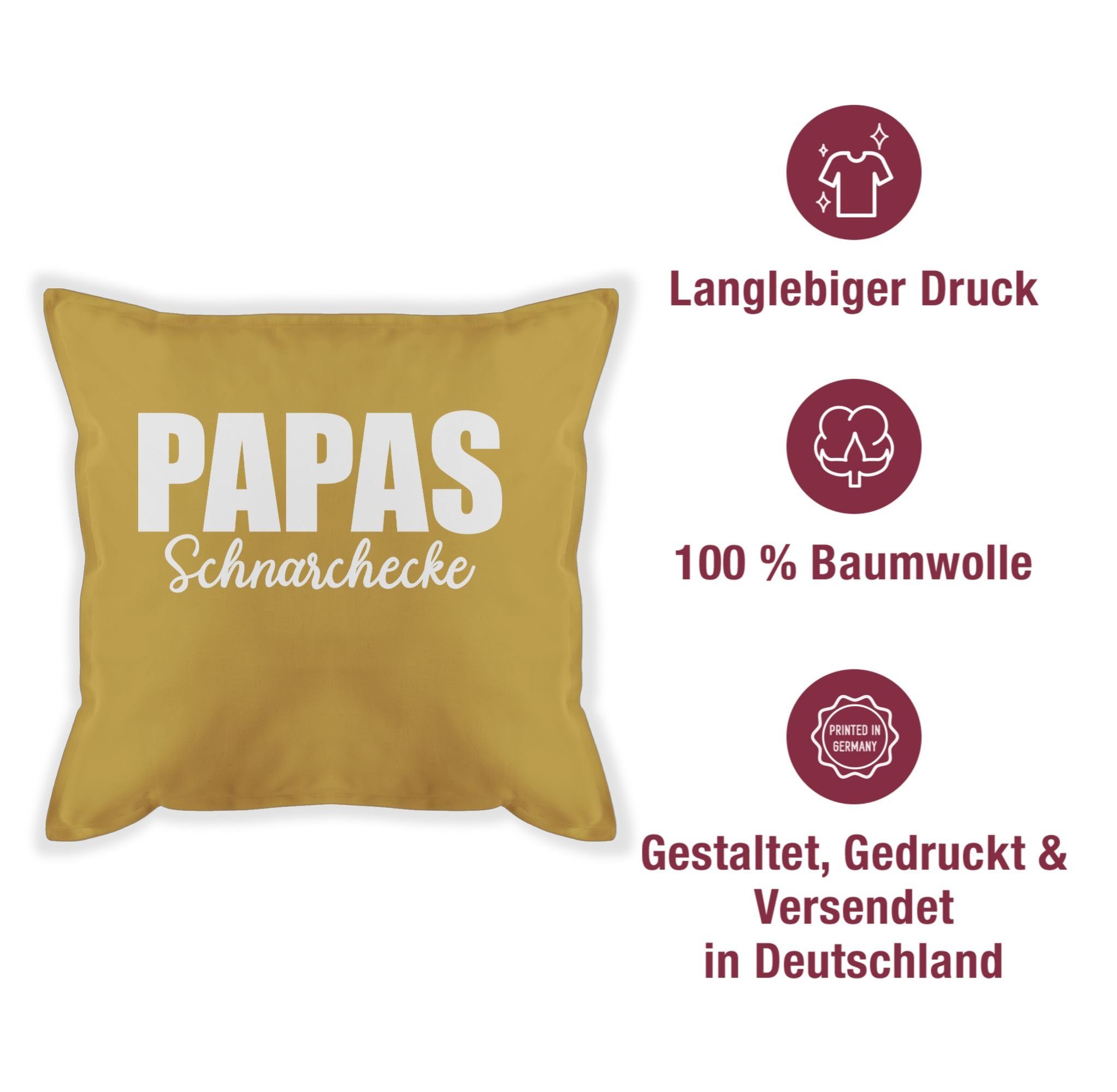 - Schnarchecke 3 Papas Schrift Kissen weiß, Shirtracer Gelb Vatertagsgeschenk Dekokissen -