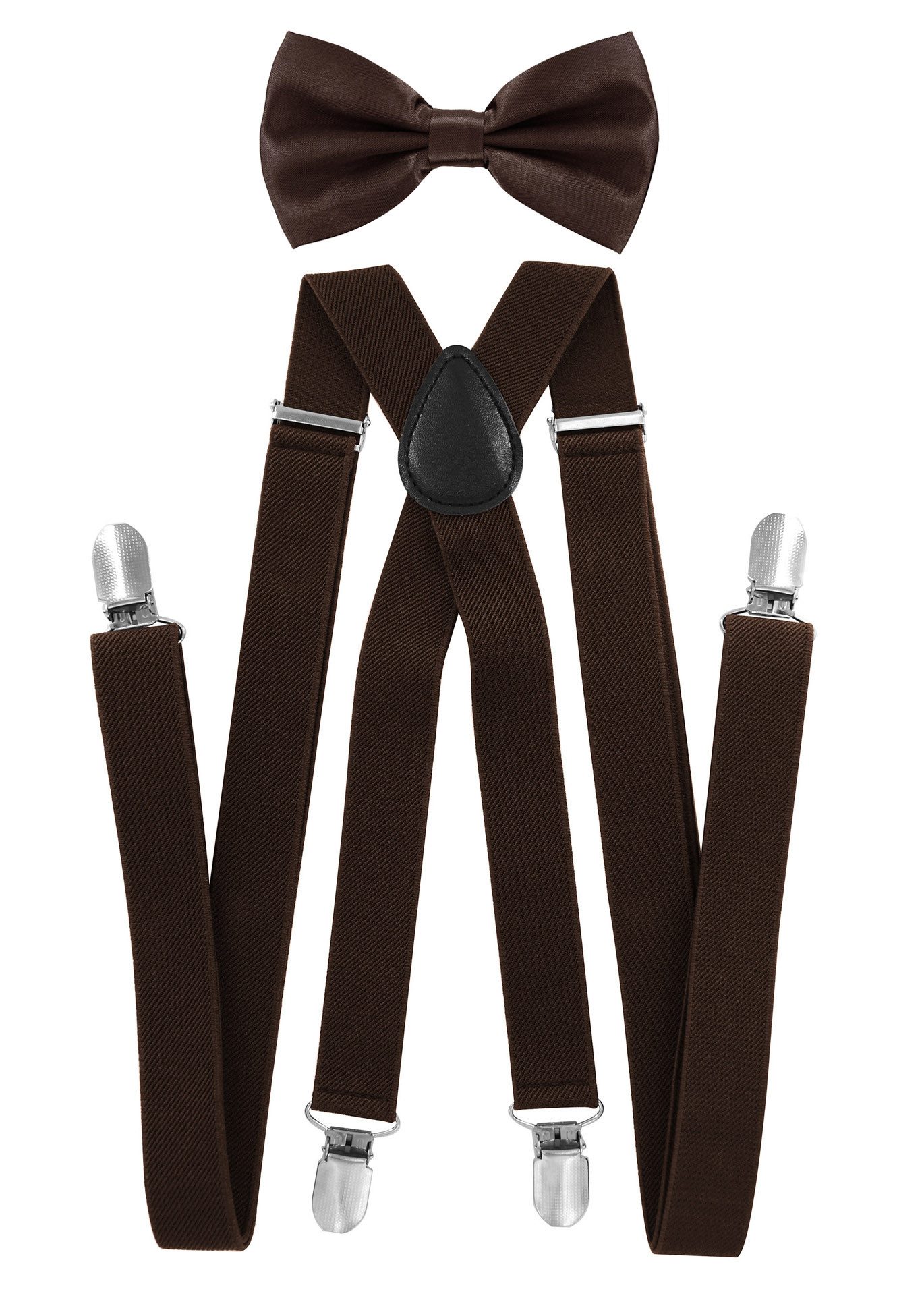 axy Hosenträger Herren Hosenträger mit Fliege Set (2-St., 2er Set) 4 Stabile Clips X-Form 2,5cm Breit verstellbar und elastisch