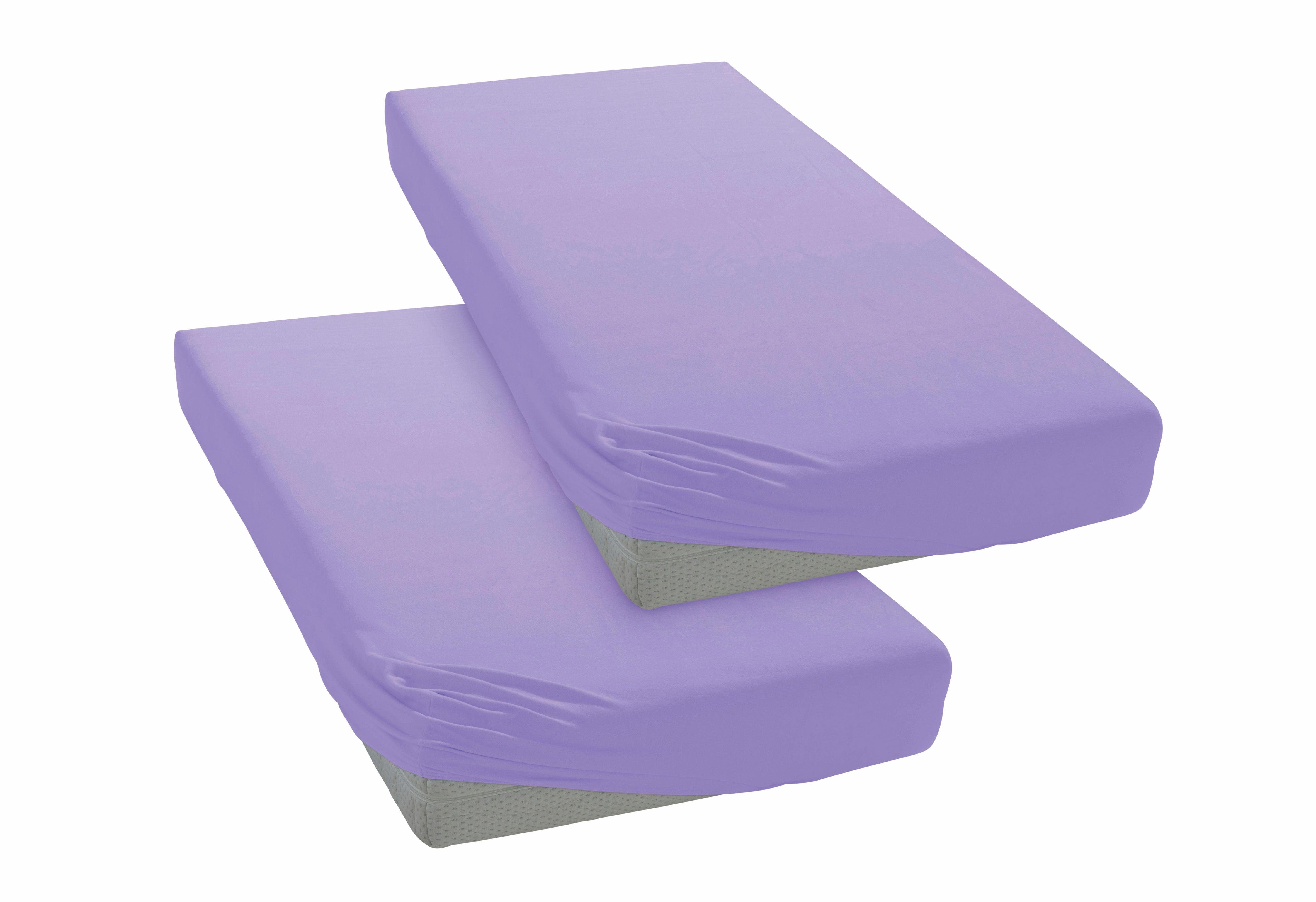 my home Spannbettlaken 232LAPHYSALIS, Jersey, Gummizug: rundum, (2 Stück), 100% Baumwolle, Matratzen bis 18 cm Höhe, Bettlaken, Spannbetttuch