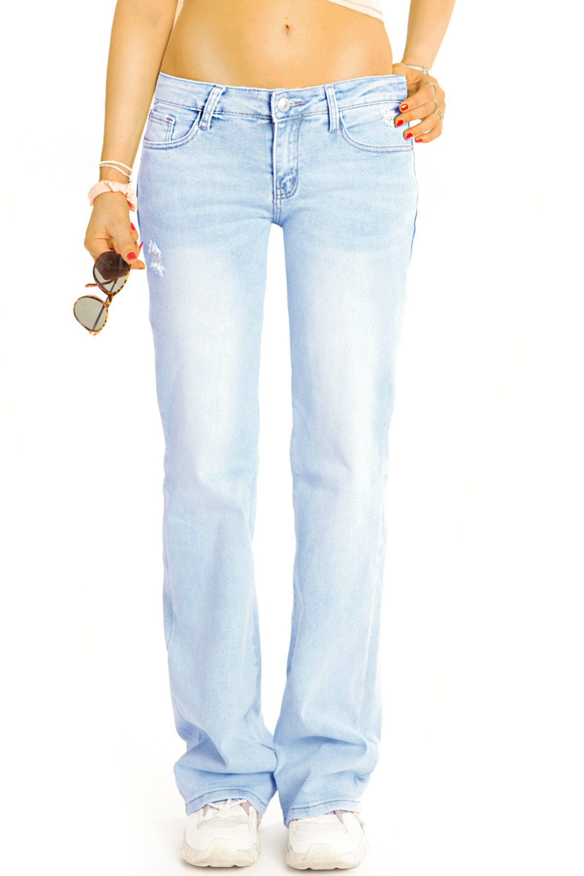 be styled Low-rise-Jeans Hüftige Bootcut Jeans destroyed Hüftjeans bequem low - Damen - j38k-1 mit Stretch-Anteil