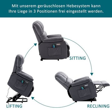 PHOEBE CAT TV-Sessel (Fernsehsessel mit Aufstehhilfe, elektrisch Massagesessel mit Fernbedienung, bis 135 kg belastbar), Relaxsessel mit Liegefunktion, Wärmefunktion und Massagefunktion