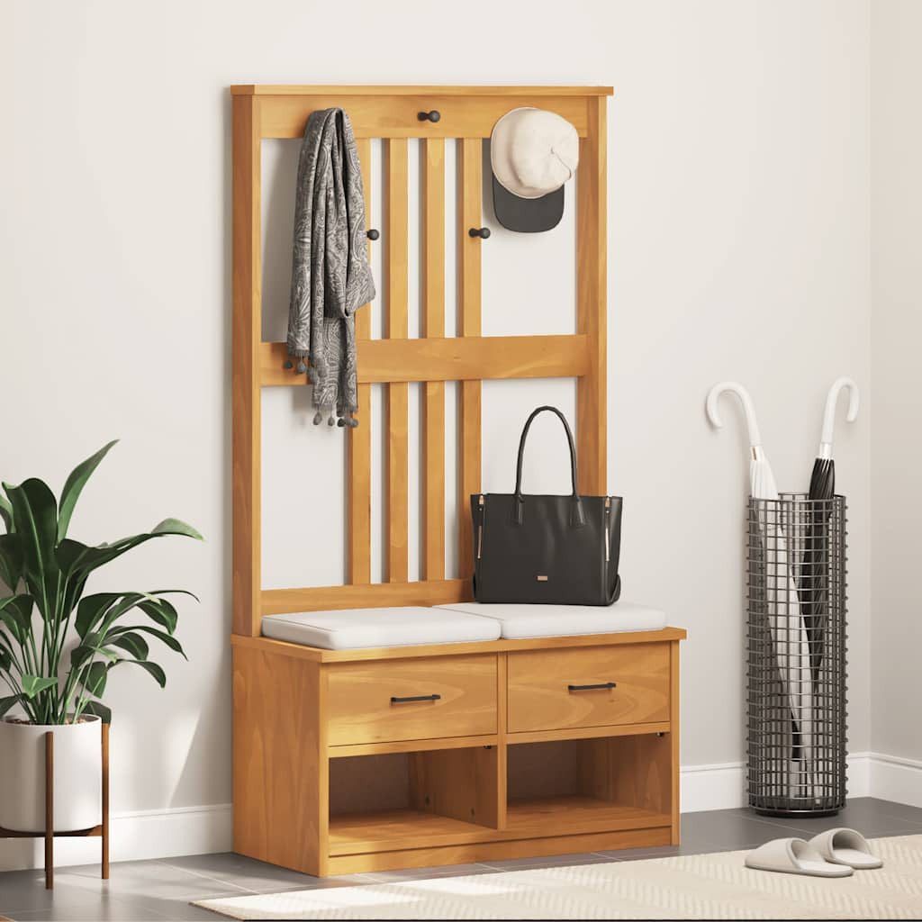 vidaXL Sitzbank Garderobenständer SANDNES 87x40x159,5cm Massivholz Kiefer