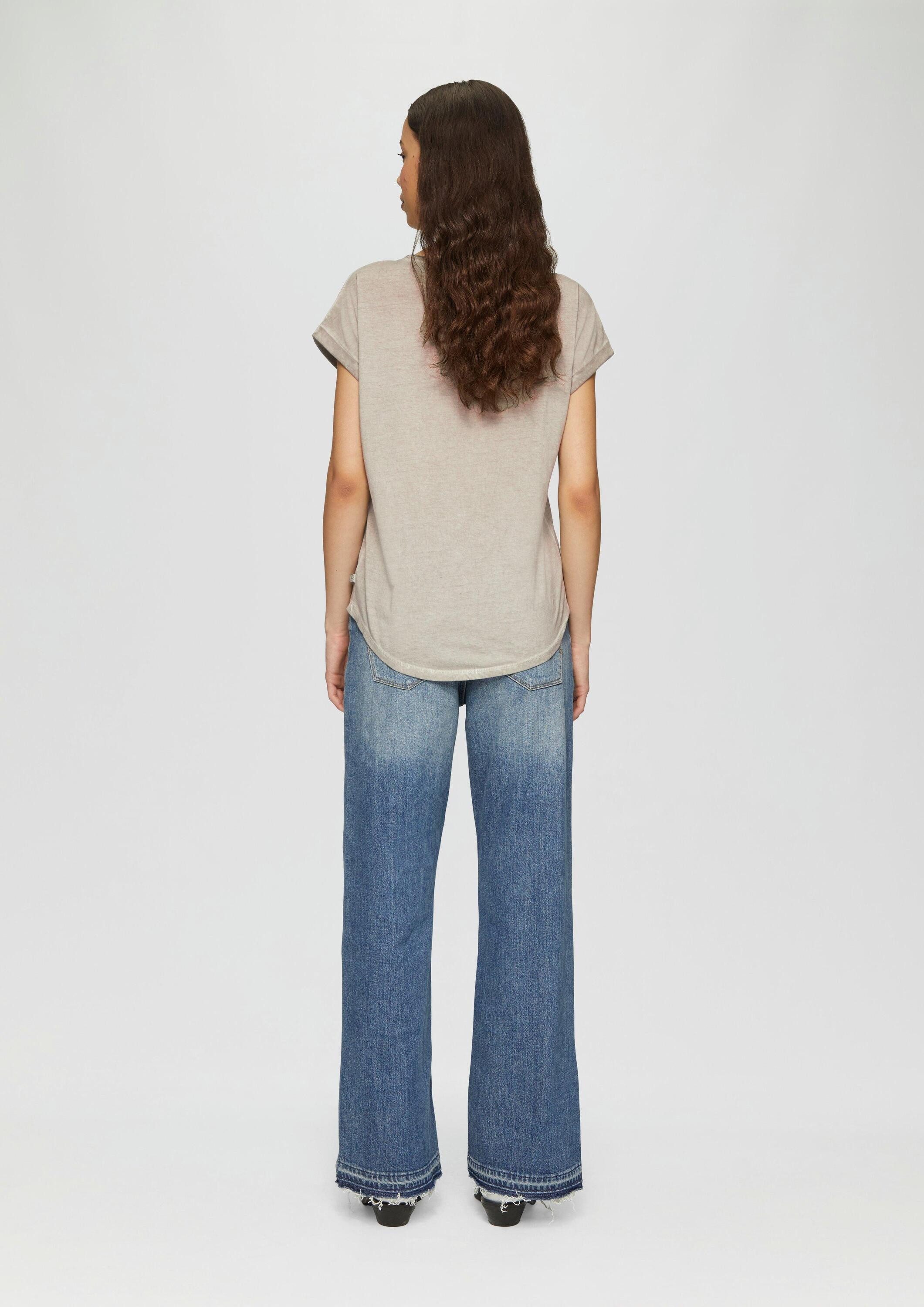 QS Kurzarmshirt T-Shirt Oversize-Shirt in gewaschener Optik mit Frontprint