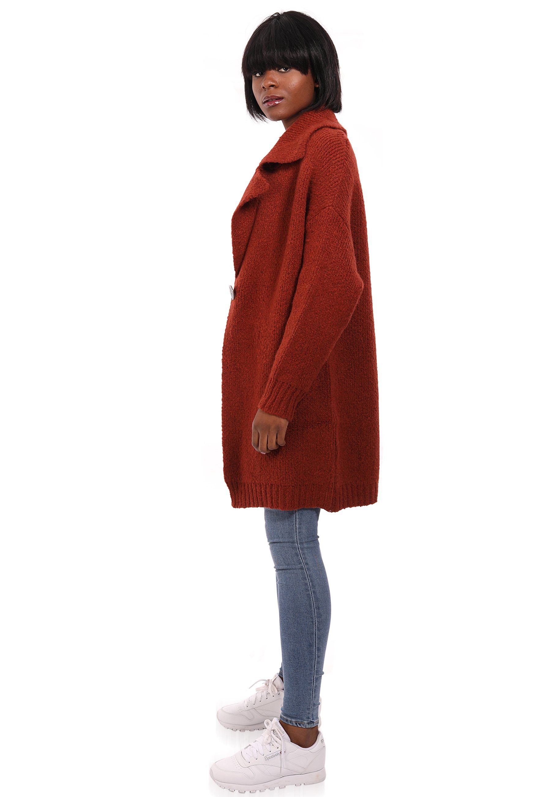 YC Fashion & Style Strickjacke Cardigan mit Schalkragen One Size (Kein Set, 1 -tlg) Basic rost