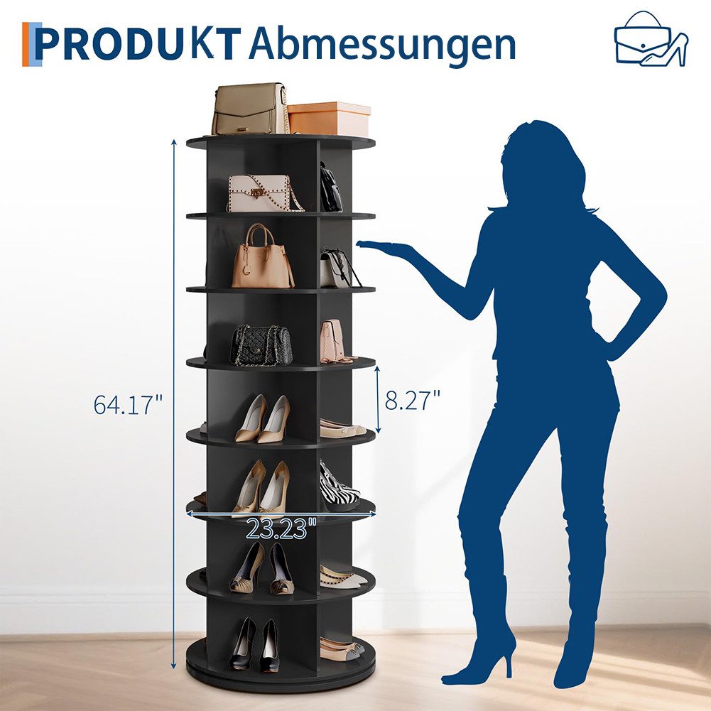 GarveeMore Schuhregal 7-stufiges drehbares Schuhregal,Rund 360° günstig online kaufen