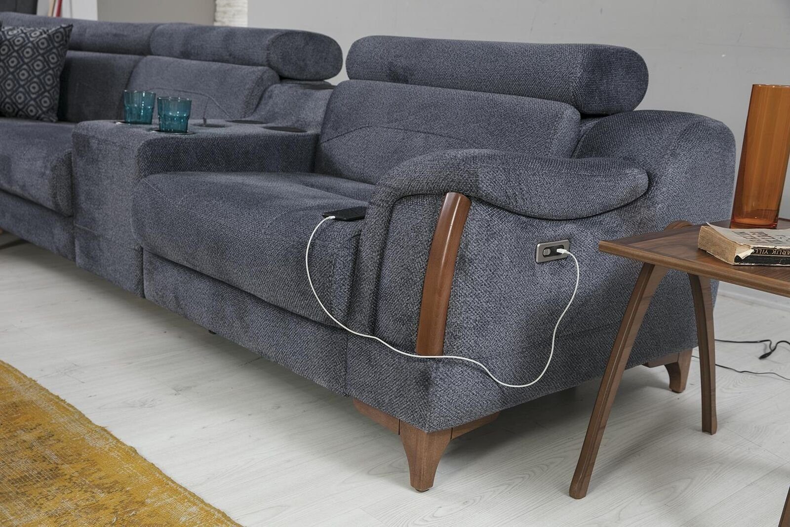 Modern Grau Ecksofa Luxus Teile, Design Ecksofa Wohnzimmer L-Form 5 Europa JVmoebel Möbel, Made in Sofa