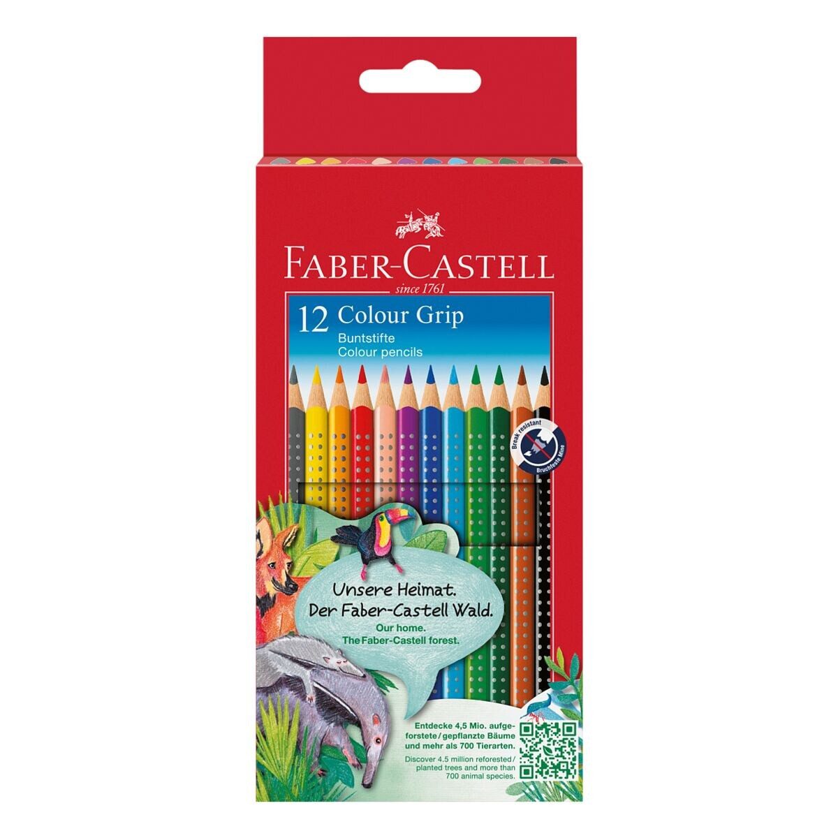 Faber-Castell Buntstift Colour-GRIP, (Colour-GRIP, 12-tlg), mit Soft-Grip-Zone
